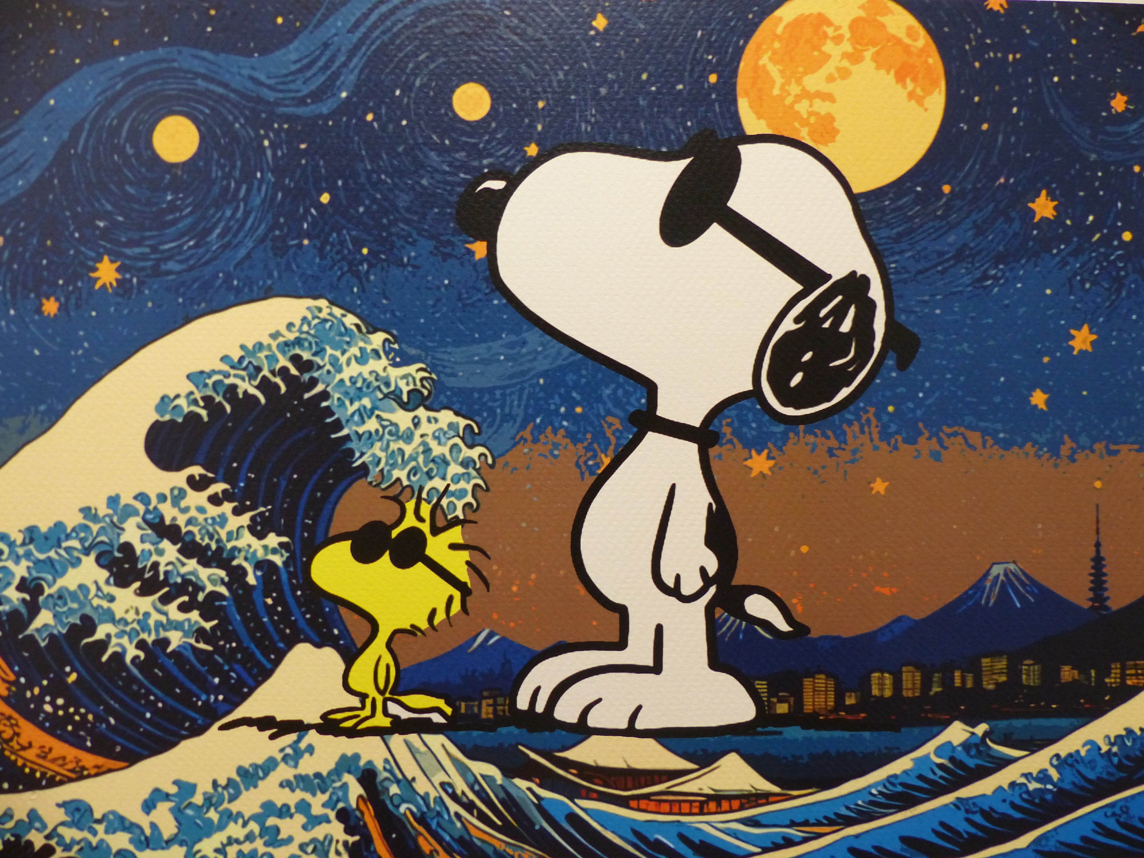DEATH NYC fertig gerahmte Lithografie ltd.Edit. of 100 "SnoopyWoodstock" 3D Siegel COA