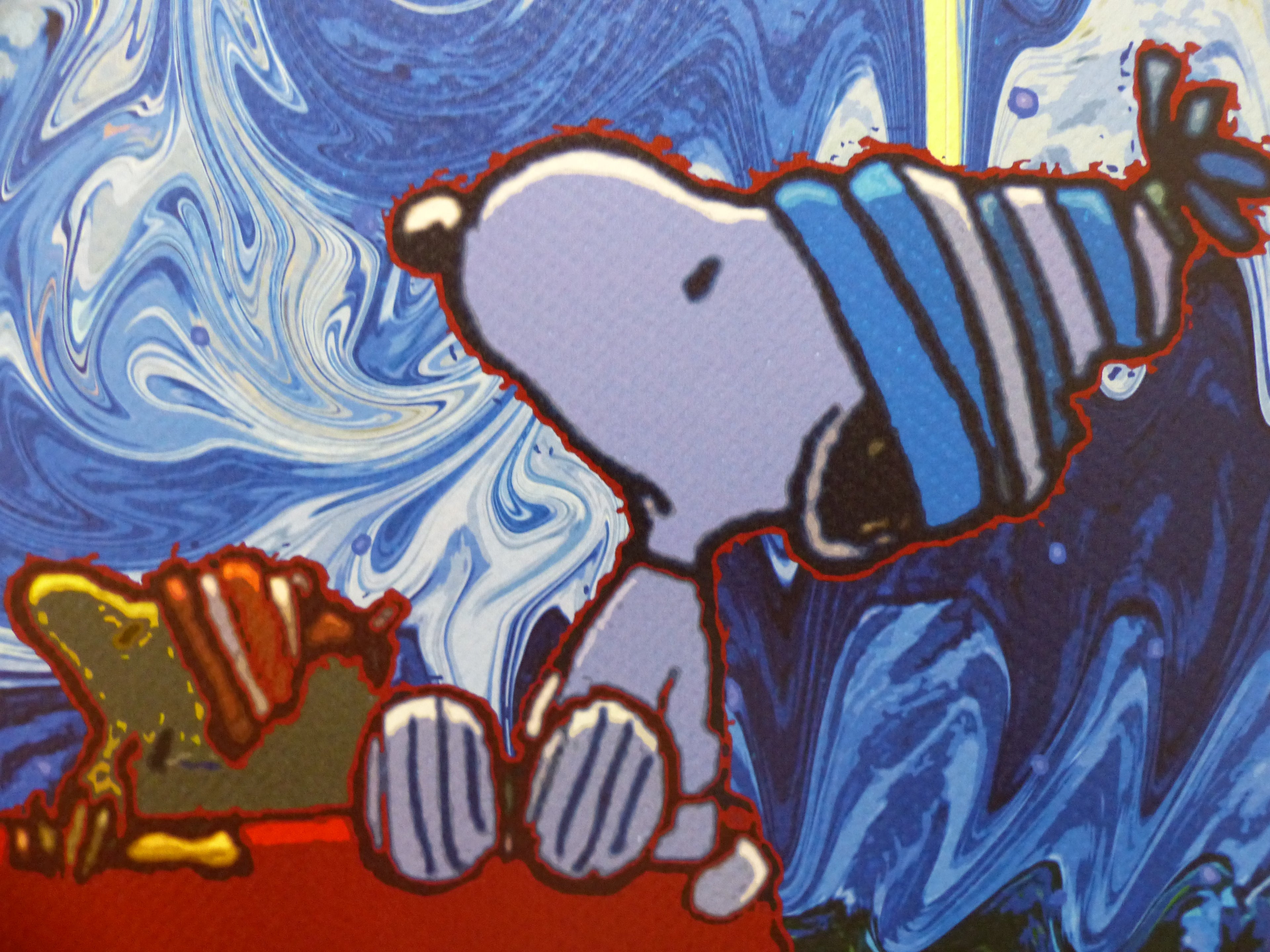 DEATH NYC fertig gerahmte Lithografie ltd.Edit. of 120 "Cold Snoopy with Woodstock" 3D Siegel COA