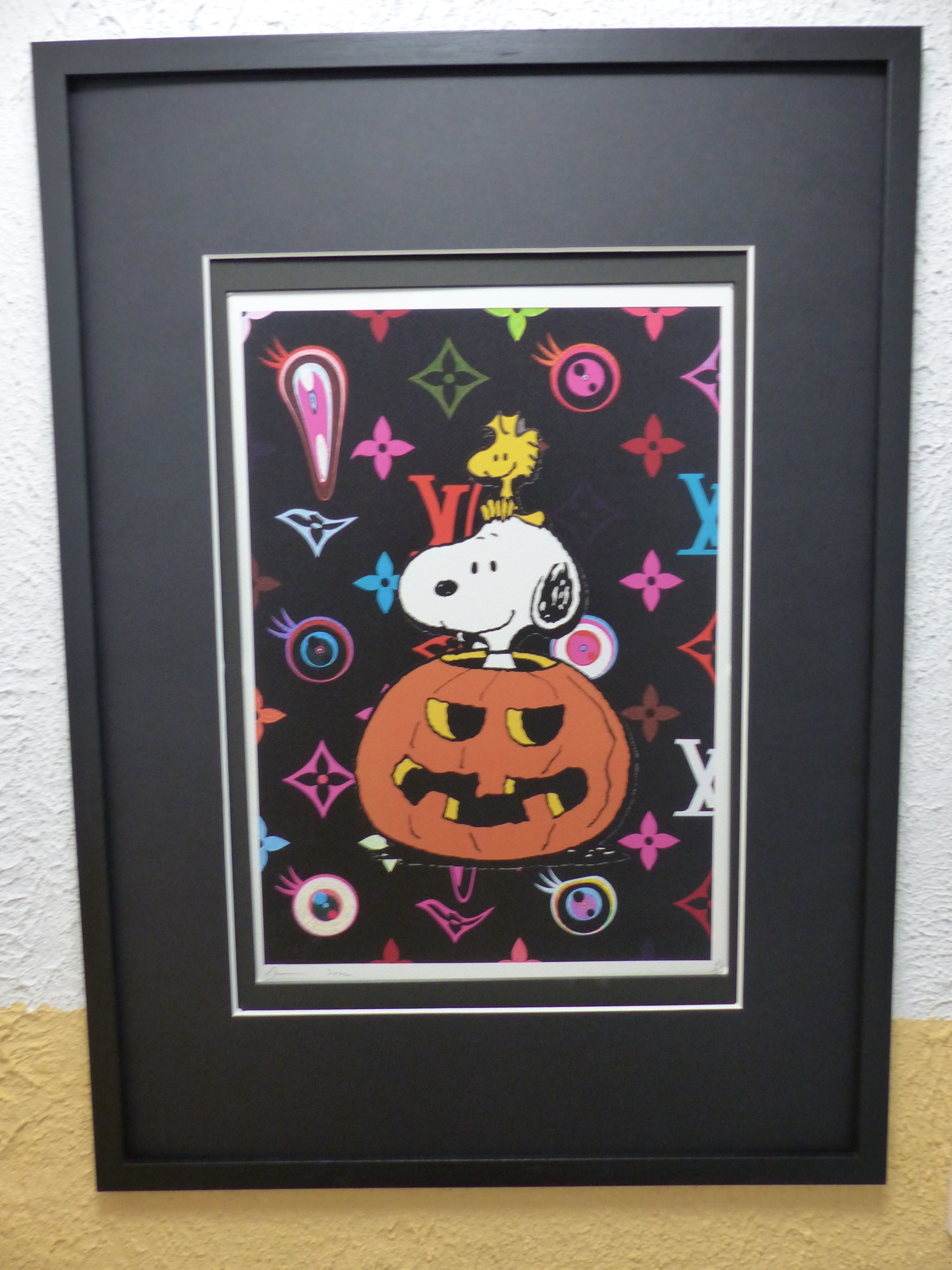 DEATH NYC fertig gerahmte Lithografie limit. Edit. of 100 "Snoopy pumpkin" 3D Siegel und COA