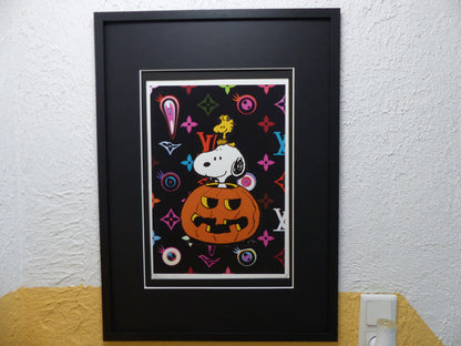 DEATH NYC fertig gerahmte Lithografie limit. Edit. of 100 "Snoopy pumpkin" 3D Siegel und COA