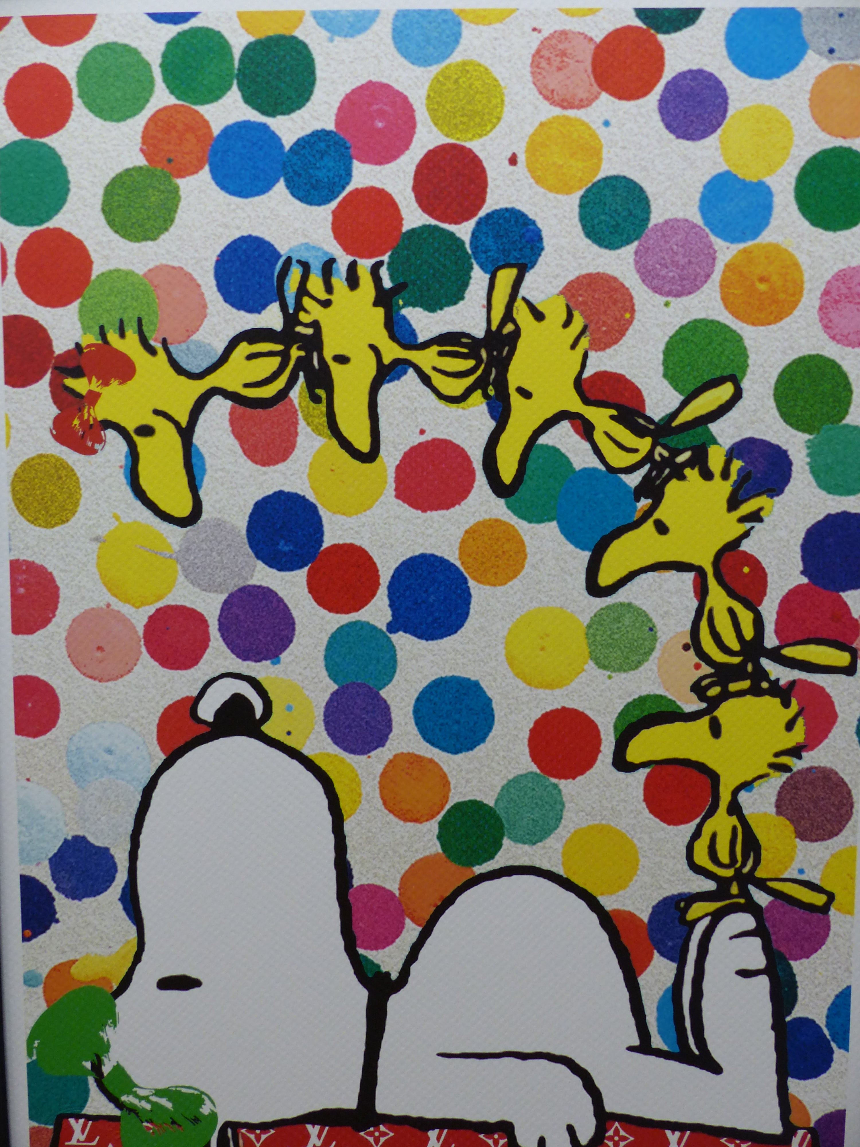DEATH NYC fertig gerahmte Lithografie limit. Edit of 100 "Snoopy Woodstock " 3D Siegel und COA
