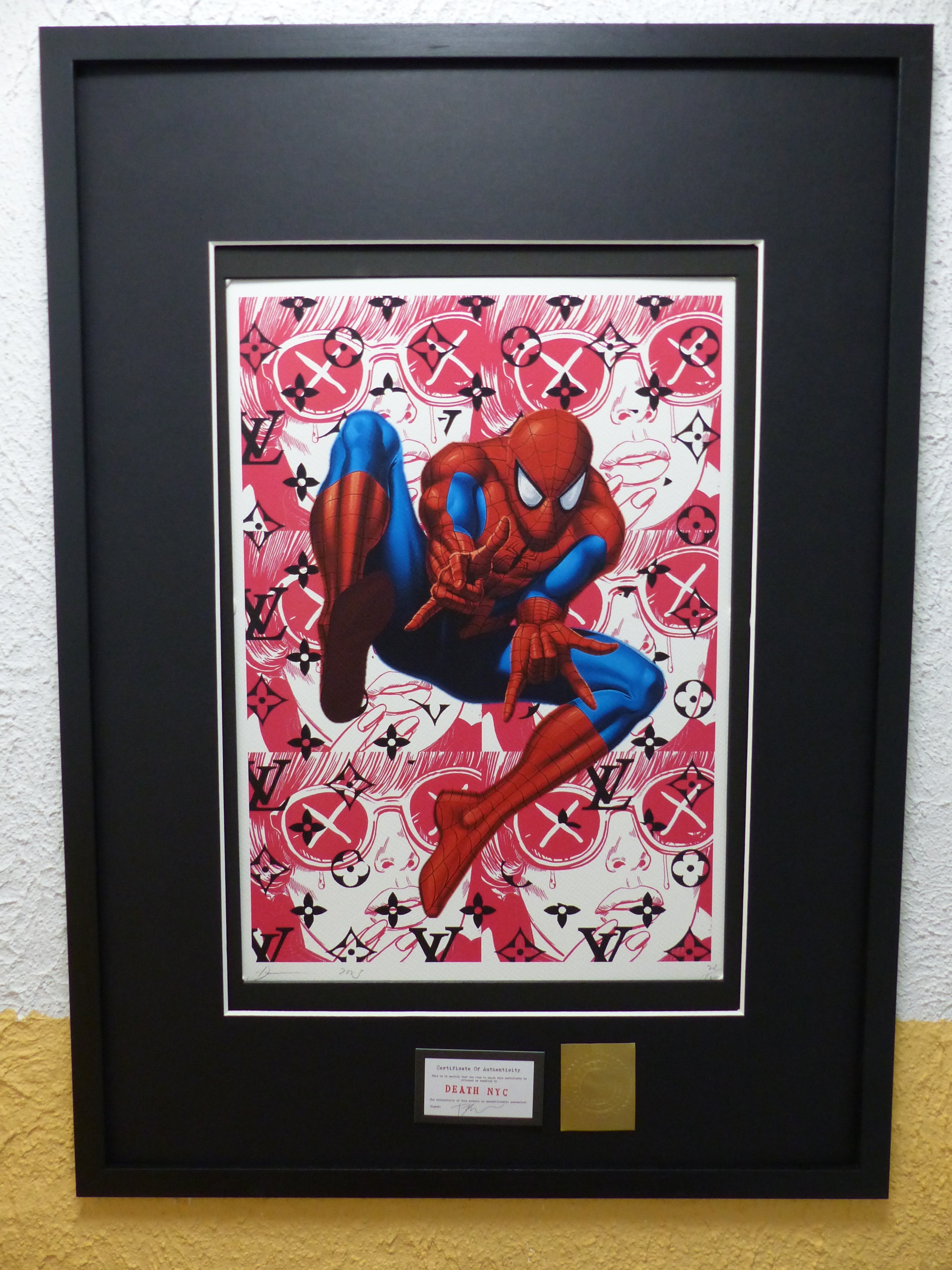 DEATH NYC fertig gerahmteLithografie ltd. Edition of 100 "SPIDERMAN" 3D Siegel u. COA