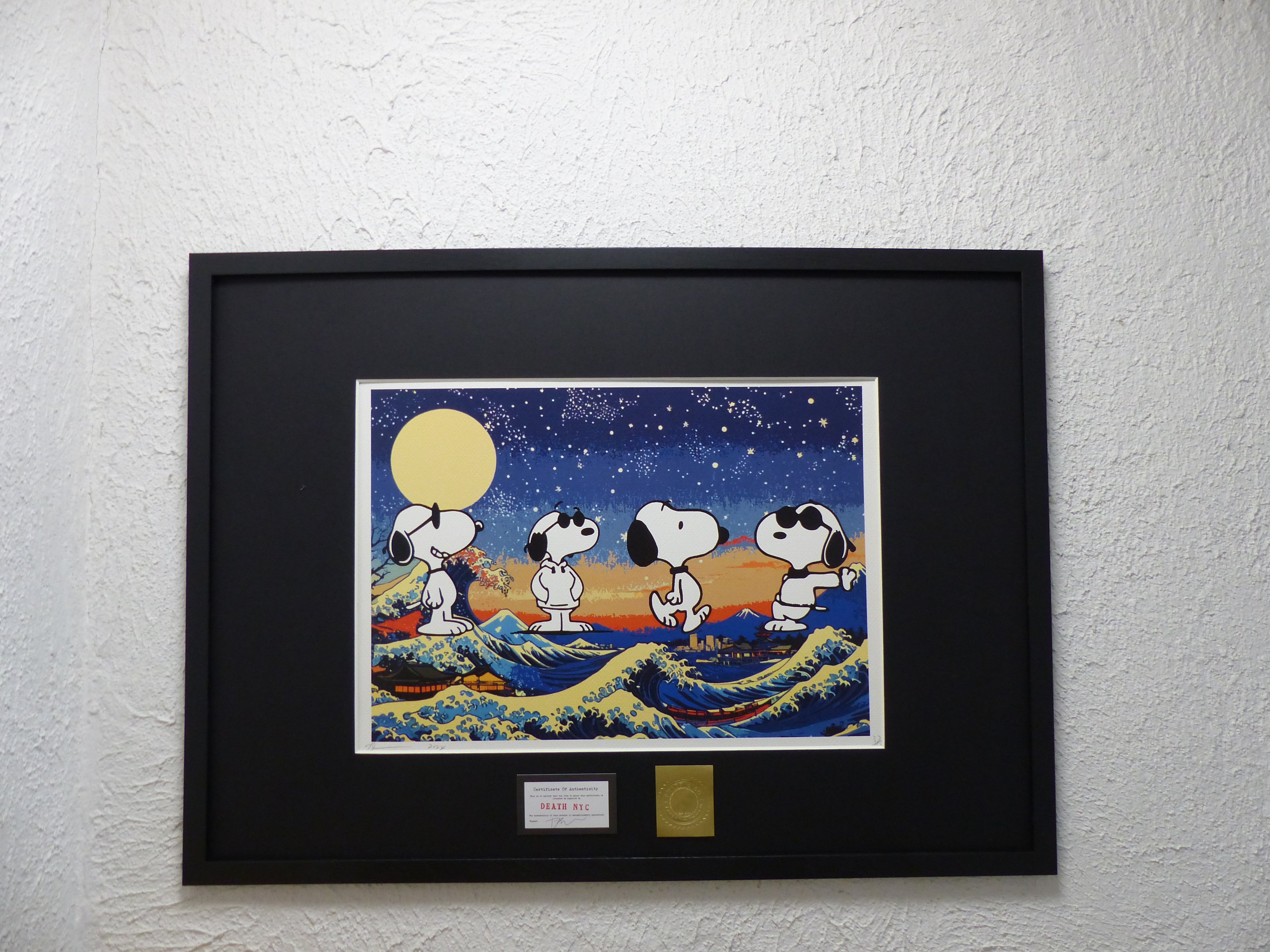DEATH NYC fertig gerahmte Lithografie ltd. Edit. of 100 "Cool Snoopy" 3D Siegel COA