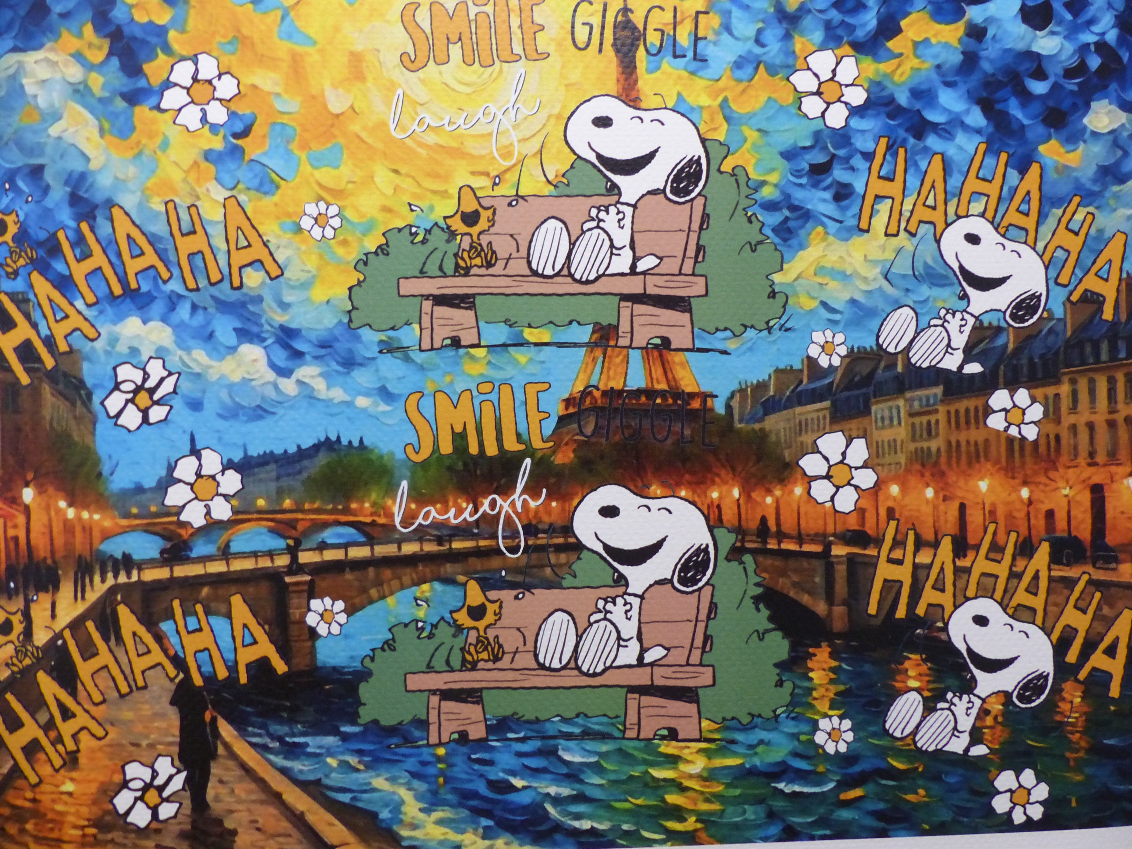 DEATH NYC fertig gerahmte Lithografie ltd. Edit. of 120 "Laughing Snoopy" 3D Siegel COA