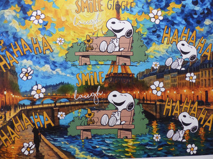 DEATH NYC fertig gerahmte Lithografie ltd. Edit. of 120 "Laughing Snoopy" 3D Siegel COA