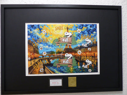 DEATH NYC fertig gerahmte Lithografie ltd. Edit. of 120 "Laughing Snoopy" 3D Siegel COA