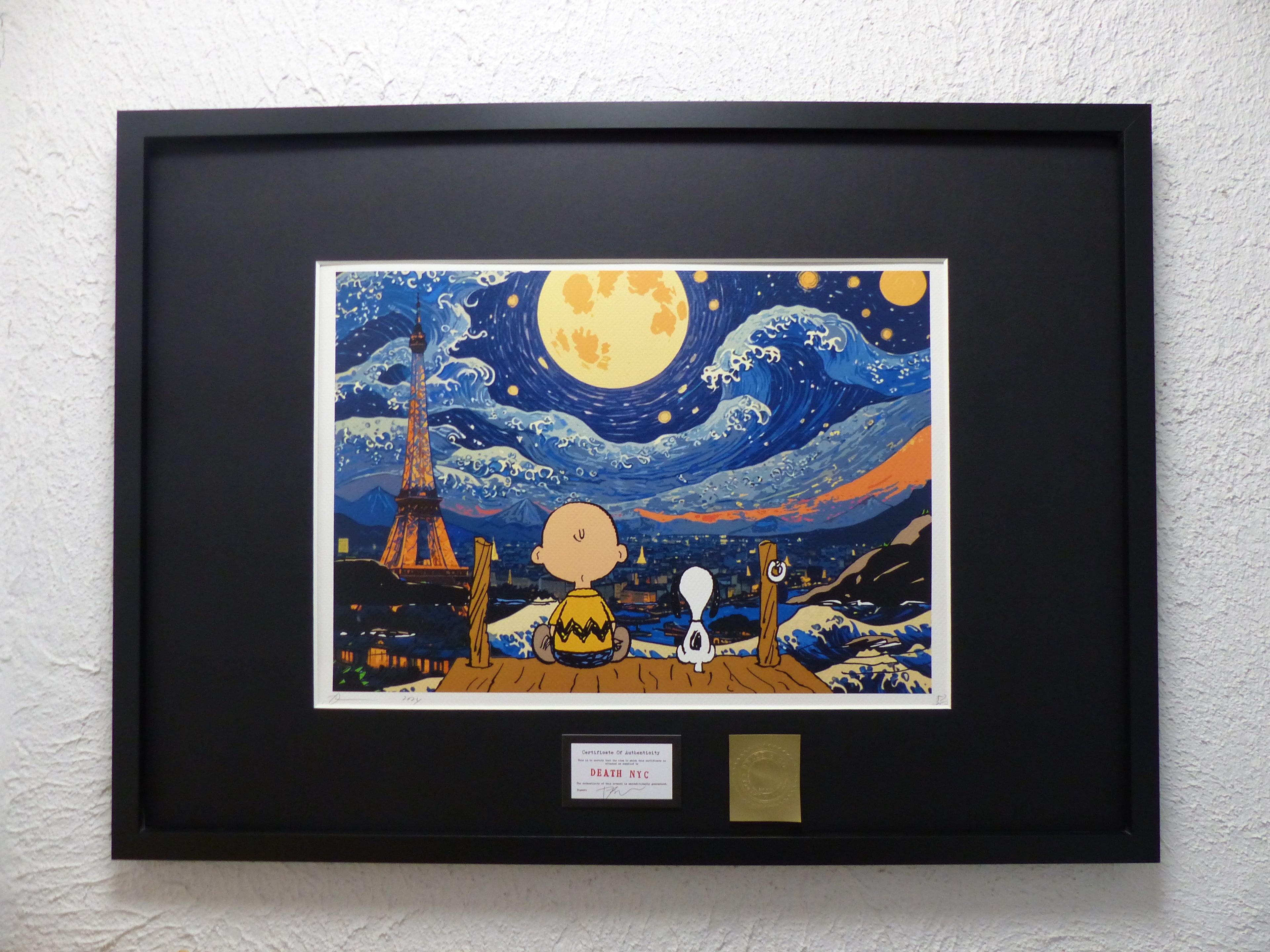 DEATH NYC fertig gerahmte Lithografie ltd. Edit. of 100 "Charly Brown and Snoopy" 3D Siegel COA