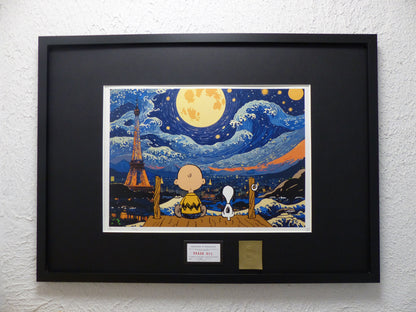 DEATH NYC fertig gerahmte Lithografie ltd. Edit. of 100 "Charly Brown and Snoopy" 3D Siegel COA