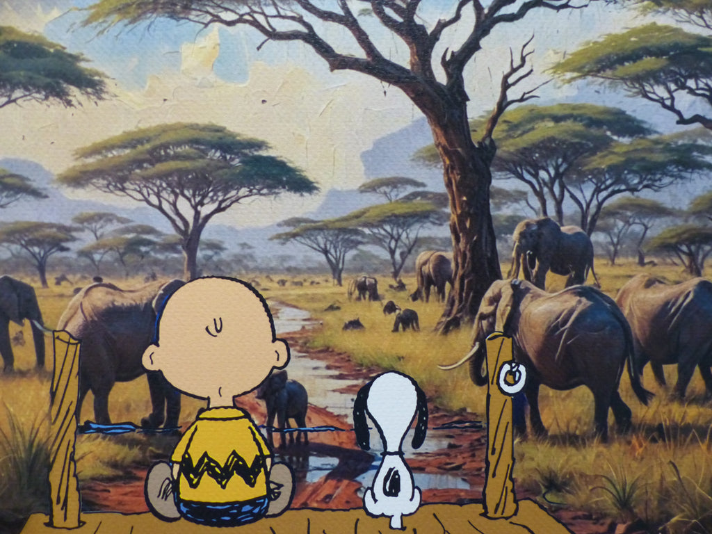 DEATH NYC fertig gerahmte Lithografie ltd Edit of 100 "Charly Brown and Snoopy" 3D Siegel COA