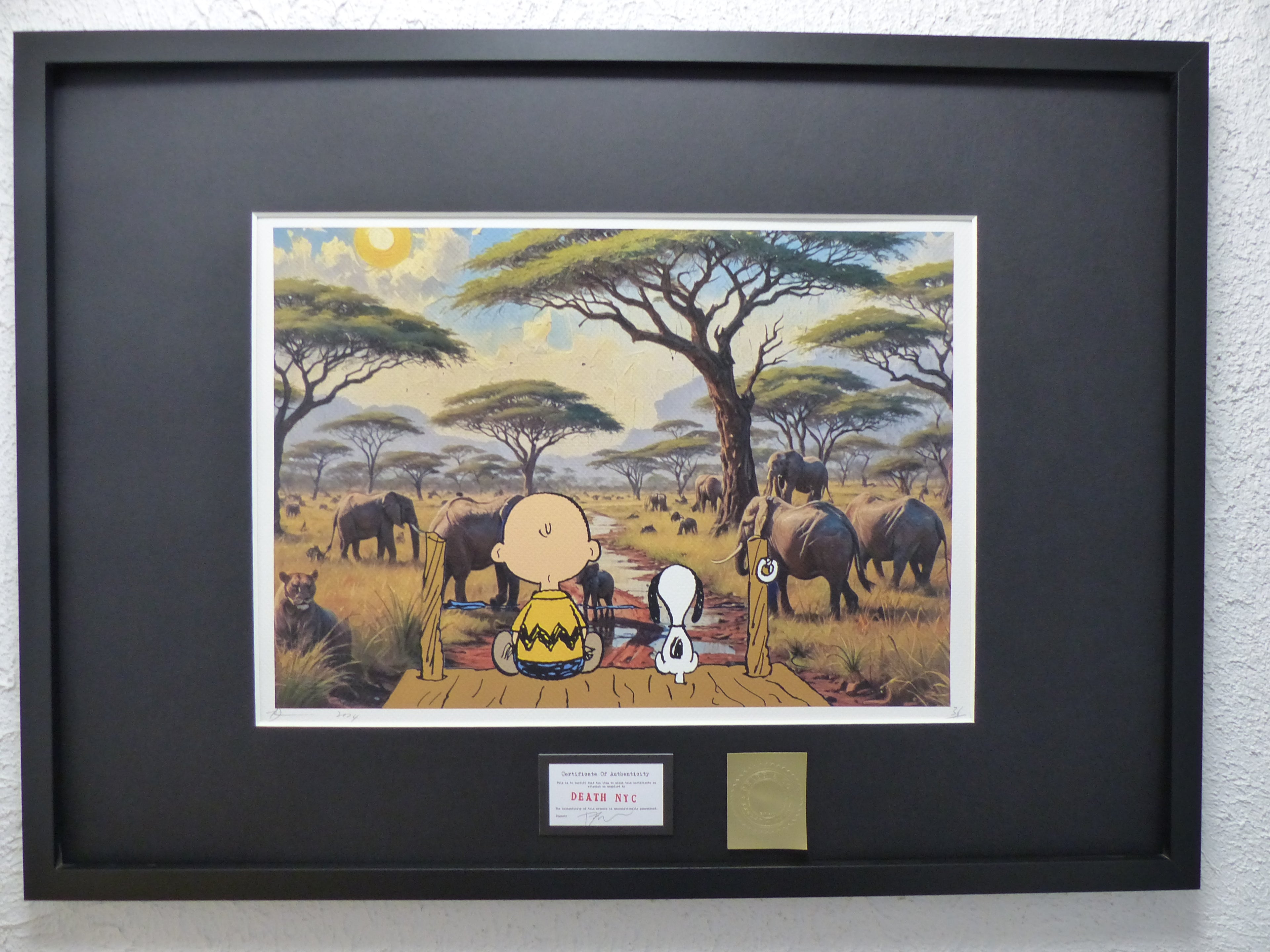 DEATH NYC fertig gerahmte Lithografie ltd Edit of 100 "Charly Brown and Snoopy" 3D Siegel COA