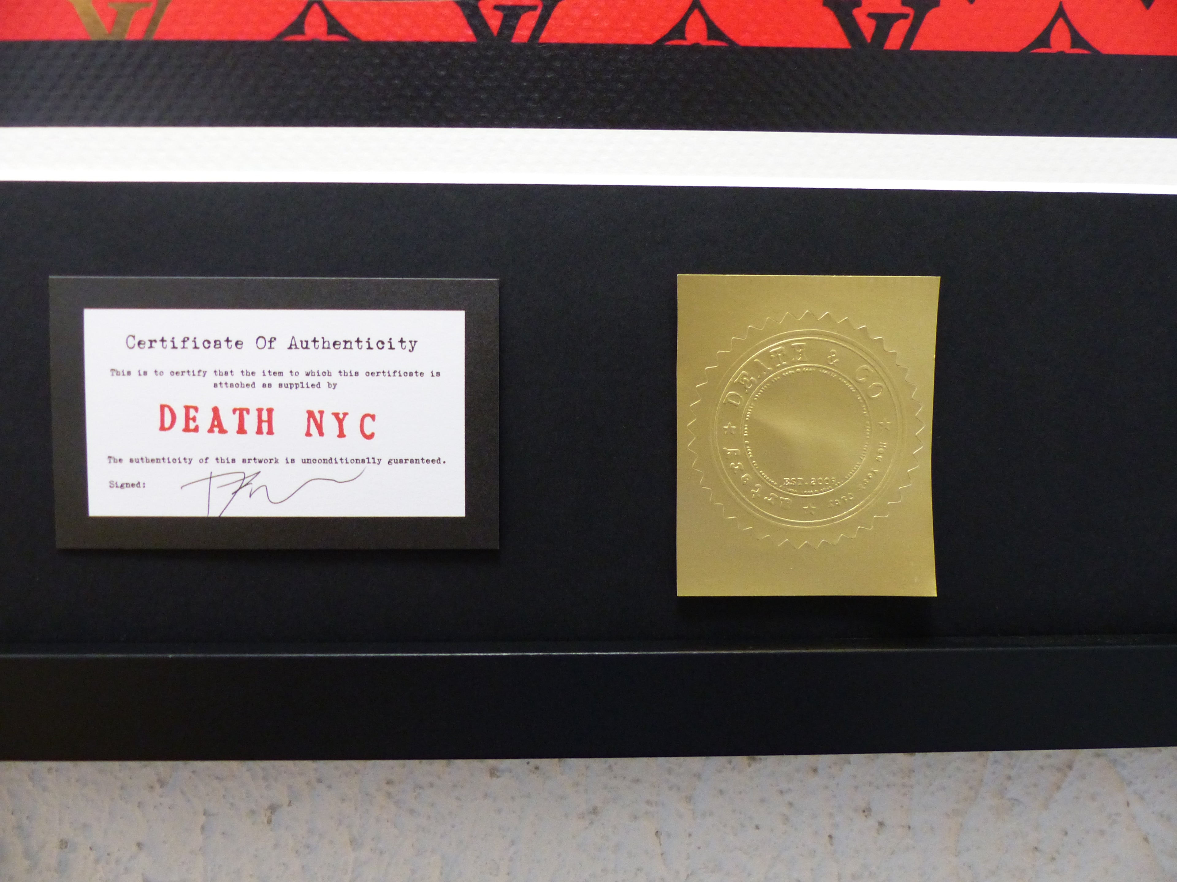 DEATH NYC fertig gerahmte Lithografie ltd. Edition of 120 "Hello Kitty" 3D Siegel COA