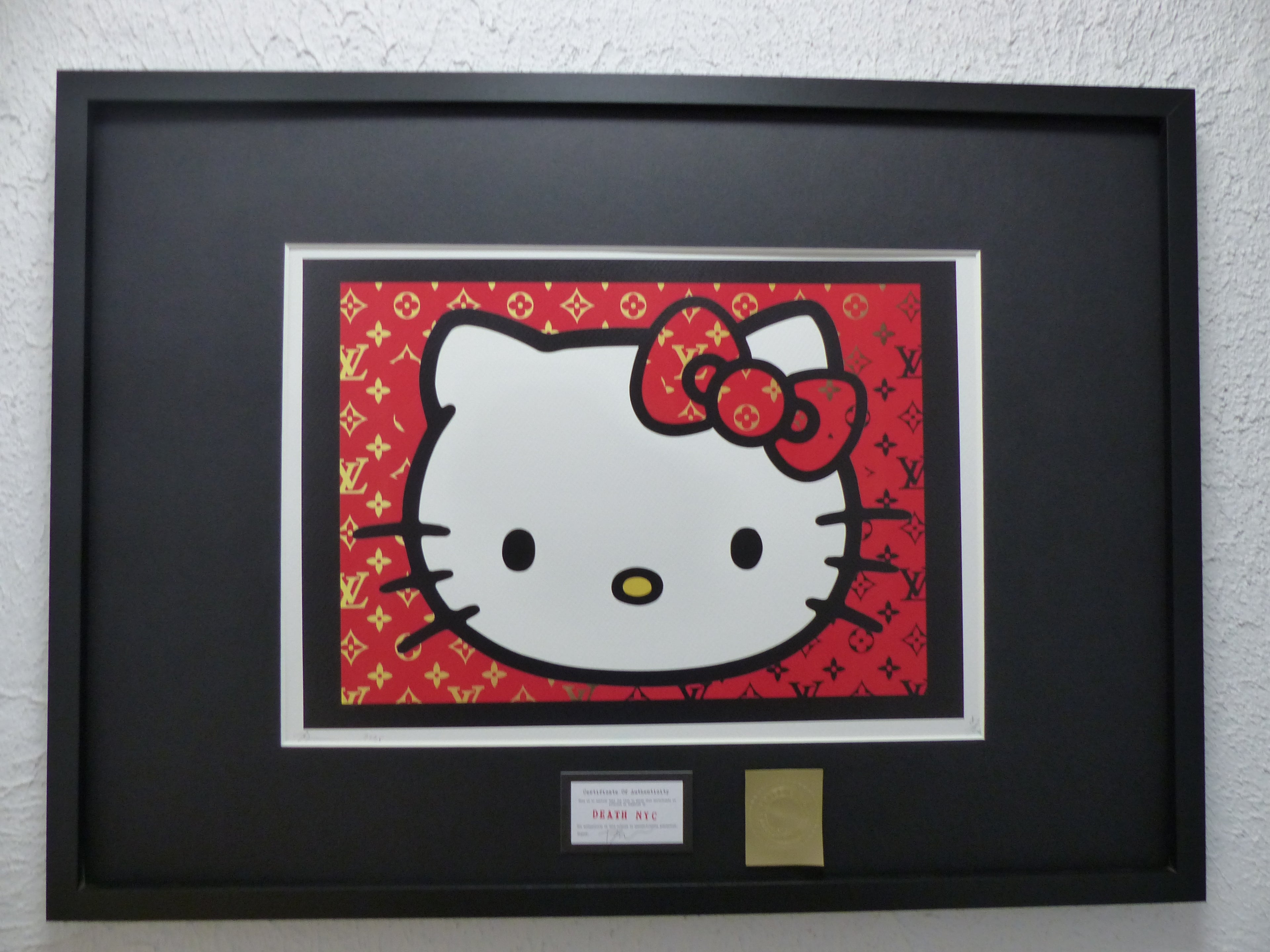 DEATH NYC fertig gerahmte Lithografie ltd. Edition of 120 "Hello Kitty" 3D Siegel COA