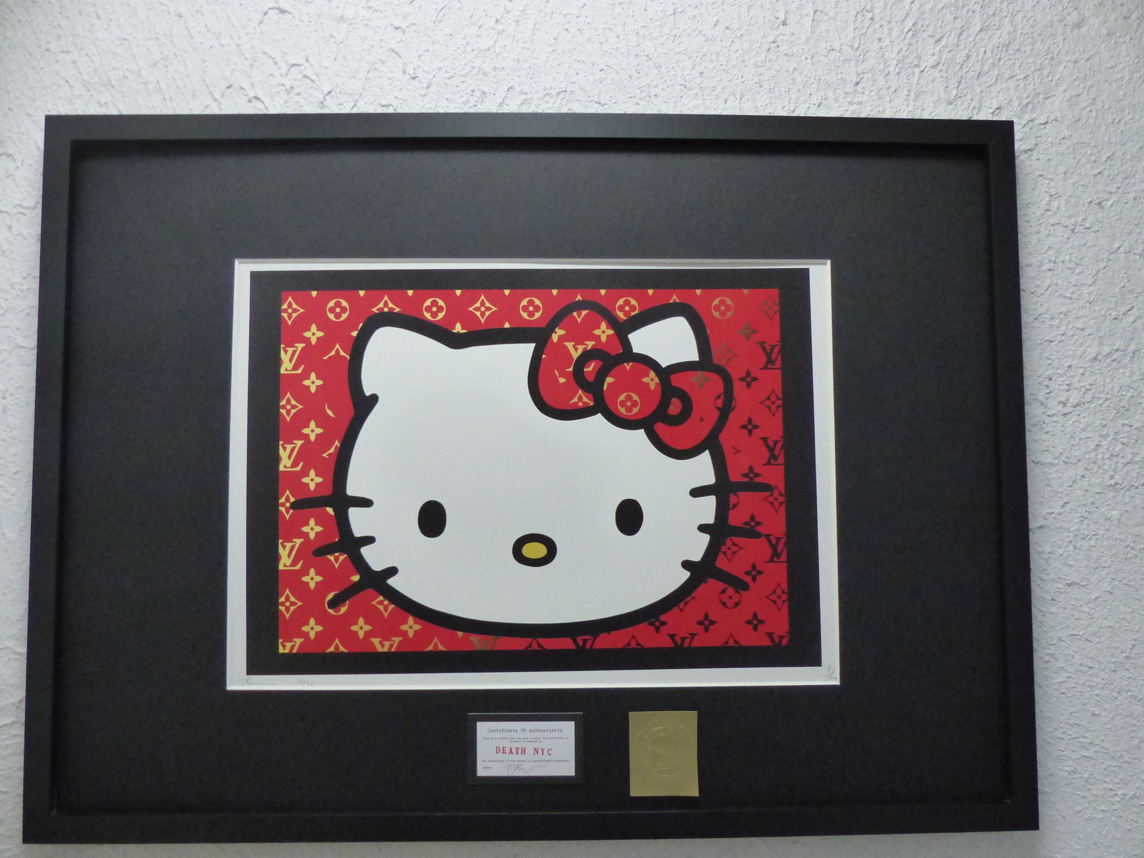 DEATH NYC fertig gerahmte Lithografie ltd. Edition of 120 "Hello Kitty" 3D Siegel COA