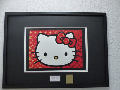 DEATH NYC fertig gerahmte Lithografie ltd. Edition of 120 "Hello Kitty" 3D Siegel COA