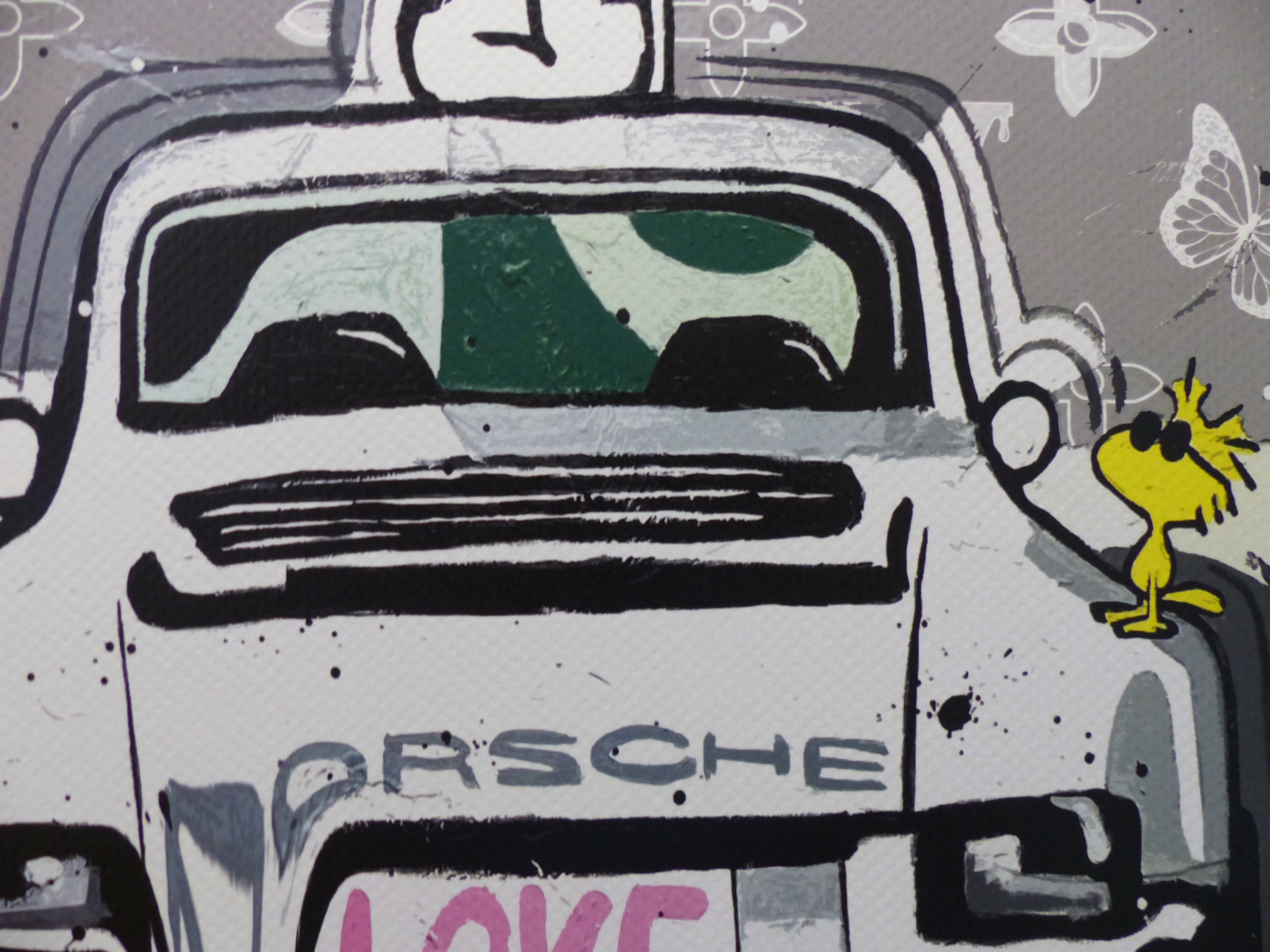 Death NYC Lithografie "Snoopy Porsche" fertig gerahmt, ltd. Edition of "100", COA, 3D-Siegel