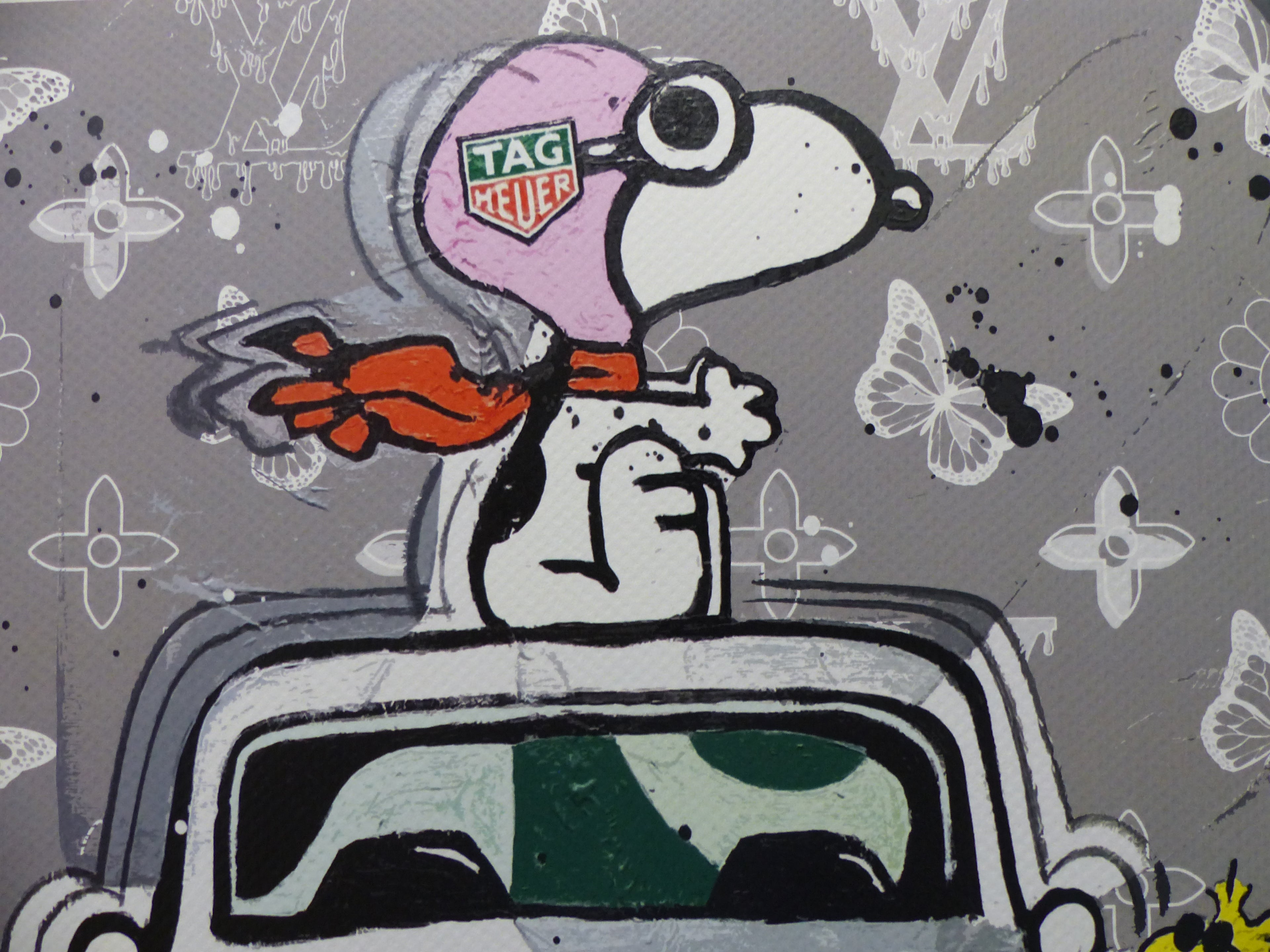 Death NYC Lithografie "Snoopy Porsche" fertig gerahmt, ltd. Edition of "100", COA, 3D-Siegel