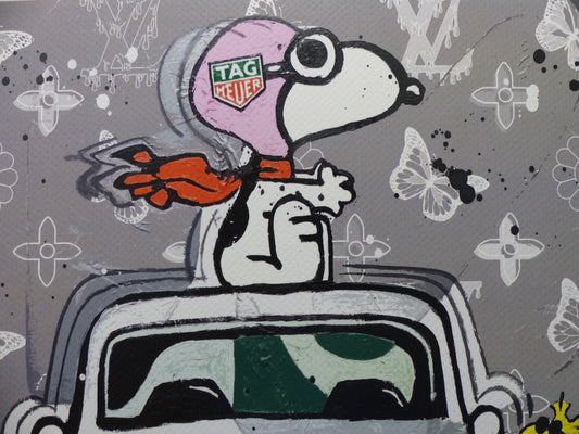 Death NYC Lithografie "Snoopy Porsche" fertig gerahmt, ltd. Edition of "100", COA, 3D-Siegel