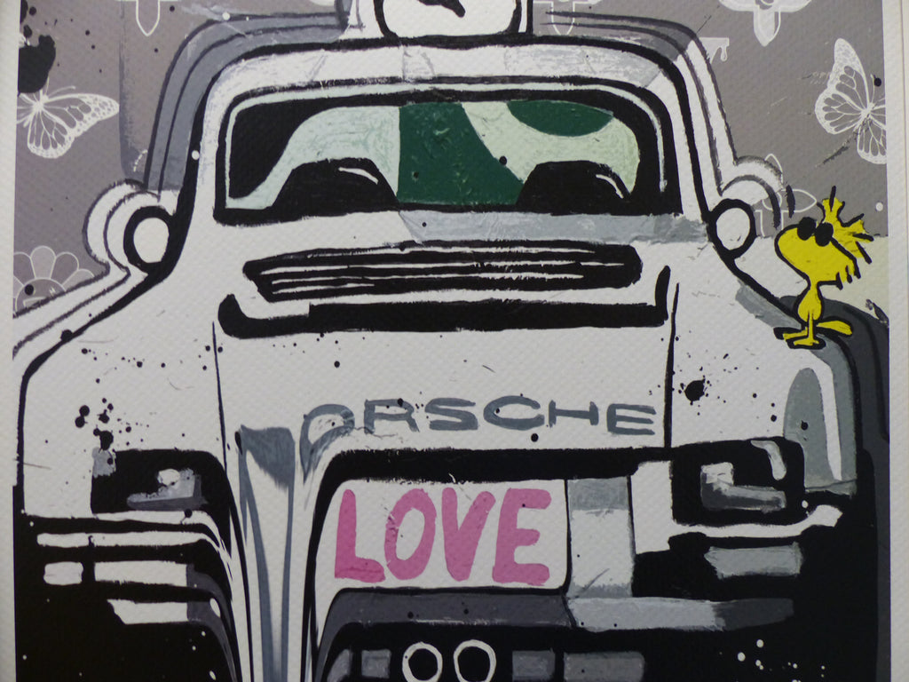 Death NYC Lithografie "Snoopy Porsche" fertig gerahmt, ltd. Edition of "100", COA, 3D-Siegel