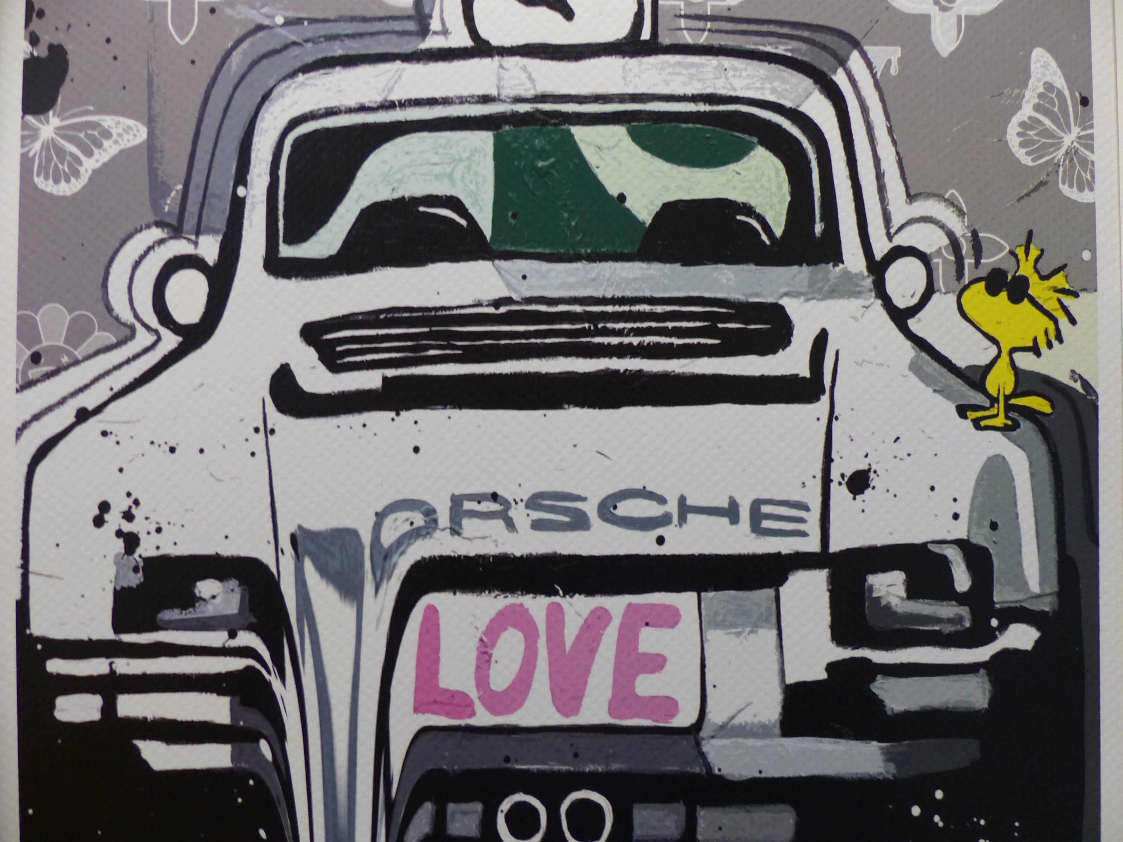 Death NYC Lithografie "Snoopy Porsche" fertig gerahmt, ltd. Edition of "100", COA, 3D-Siegel