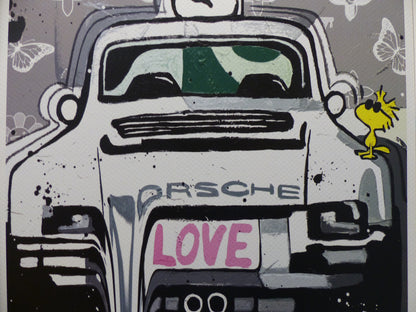Death NYC Lithografie "Snoopy Porsche" fertig gerahmt, ltd. Edition of "100", COA, 3D-Siegel