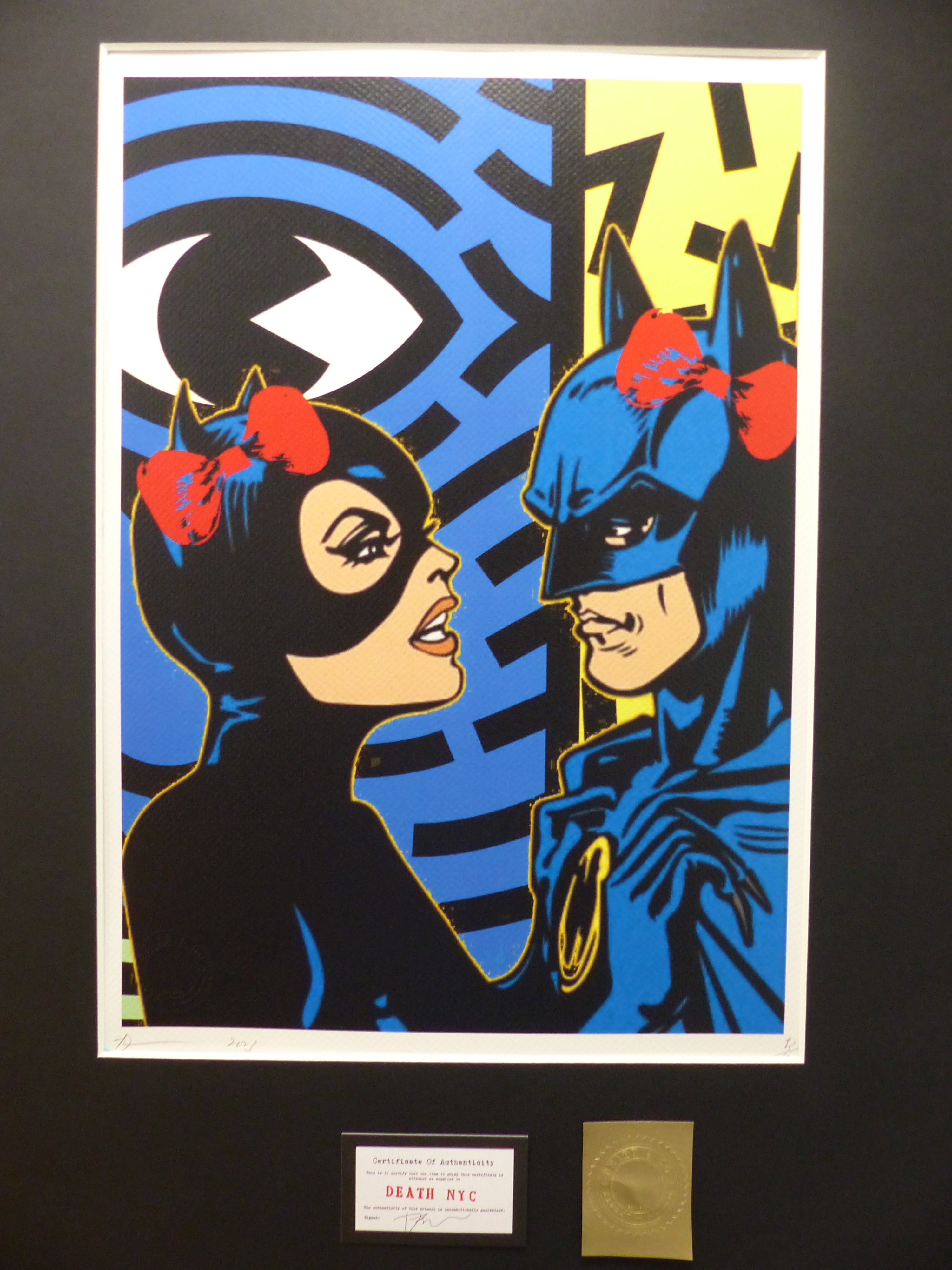 DEATH NYC fertig gerahmte Lithografie ltd Edit of 100  "Catwoman Batman" 3D Siegel COA