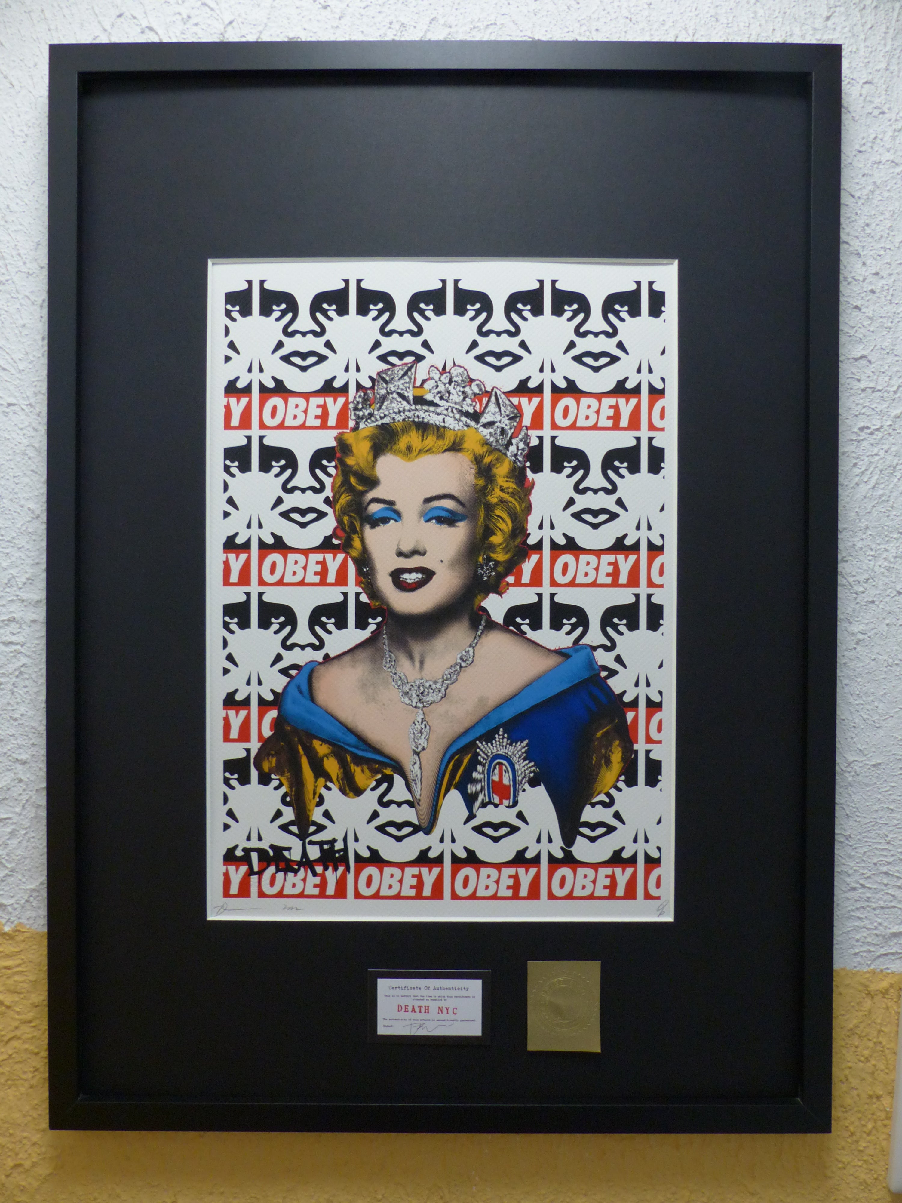 DEATH NYC fertig gerahmte Lithografie ltd. of 100 "Queen Marilyn Monroe" 3D Siegel u COA