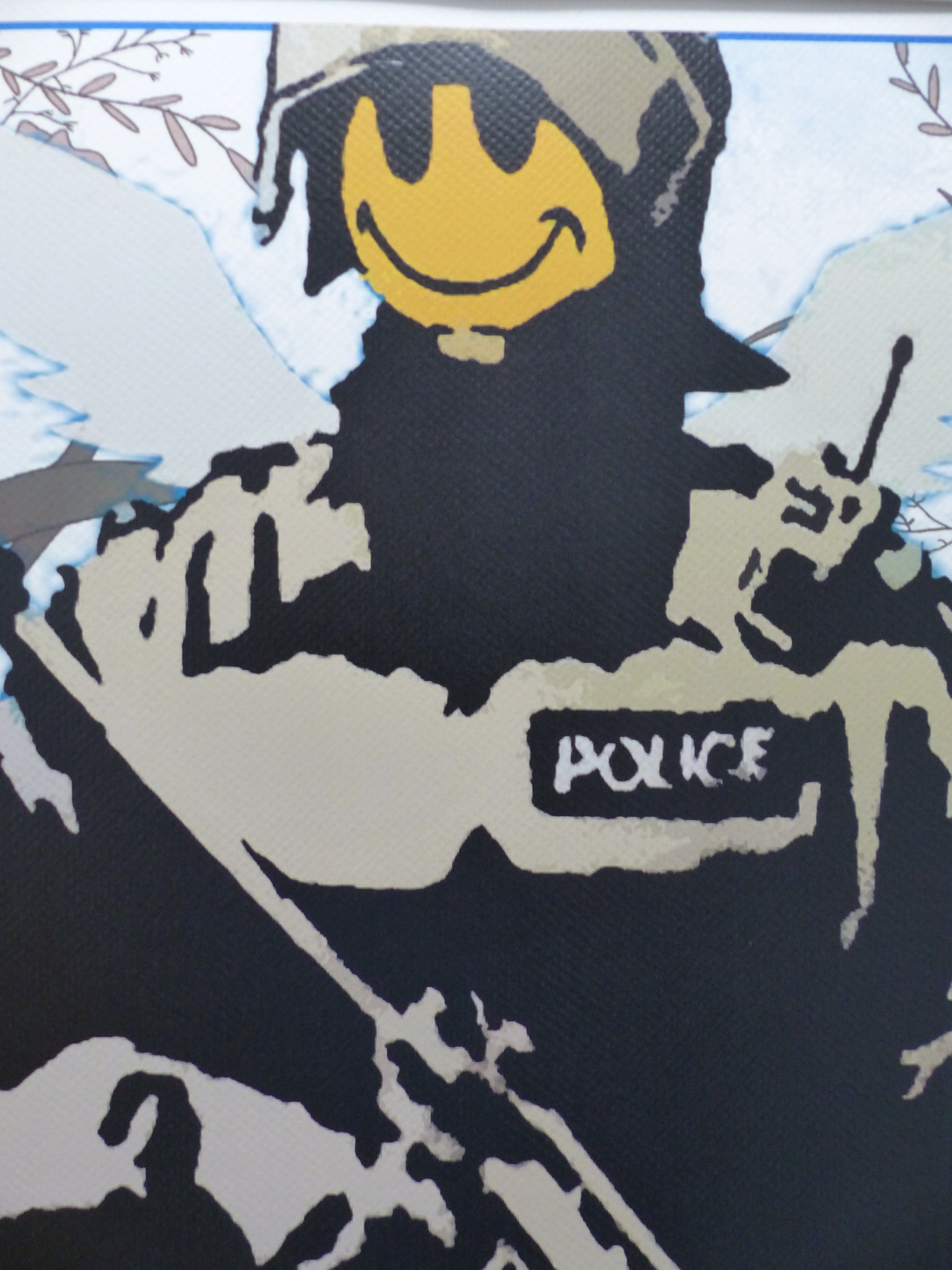 DEATH NYC fertig gerahmte Lithografie ltd. Edit of 120 "Banksy Police" 3D Siegel u COA
