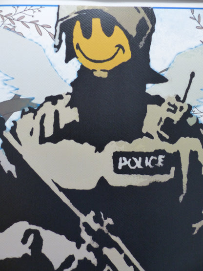 DEATH NYC fertig gerahmte Lithografie ltd. Edit of 120 "Banksy Police" 3D Siegel u COA