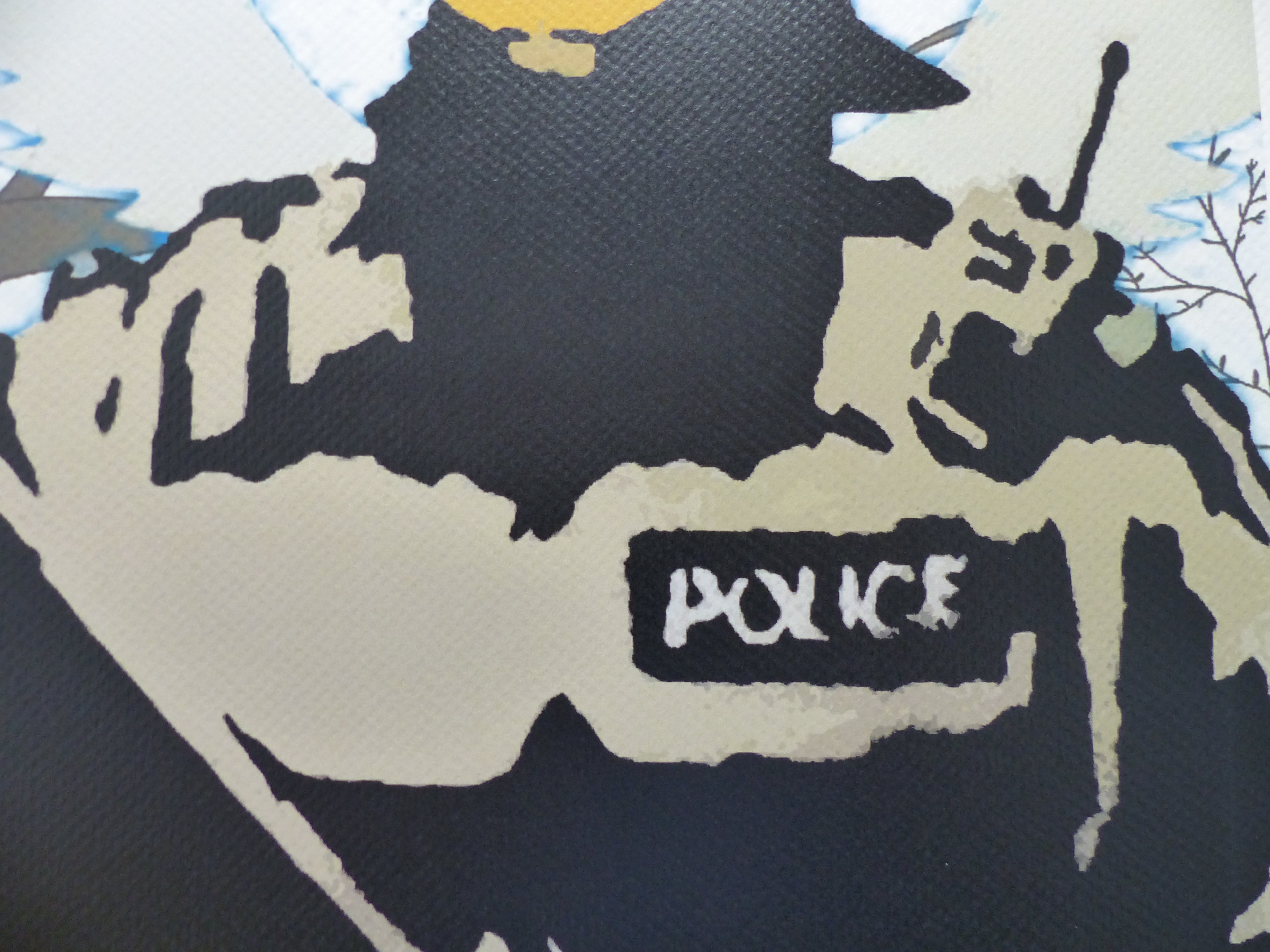 DEATH NYC fertig gerahmte Lithografie ltd. Edit of 120 "Banksy Police" 3D Siegel u COA