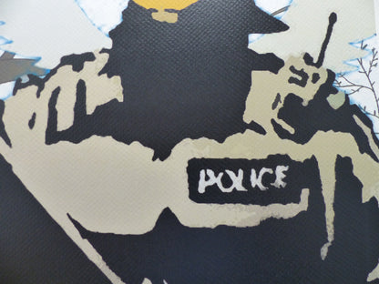 DEATH NYC fertig gerahmte Lithografie ltd. Edit of 120 "Banksy Police" 3D Siegel u COA