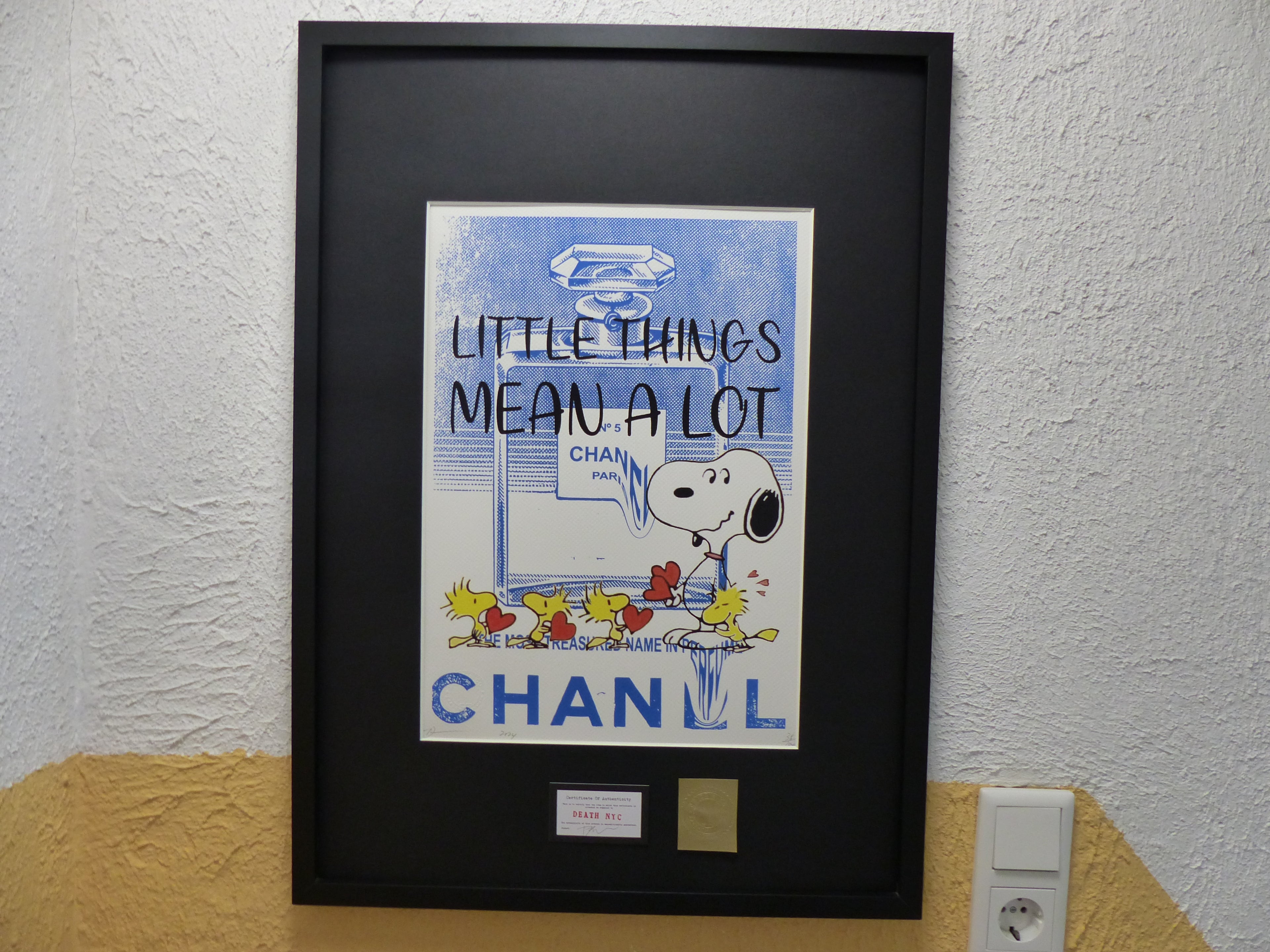DEATH NYC fertig gerahmte Lithografie ltd Edition of 100 "Snoopy Chanel No5" 3D Siegel COA