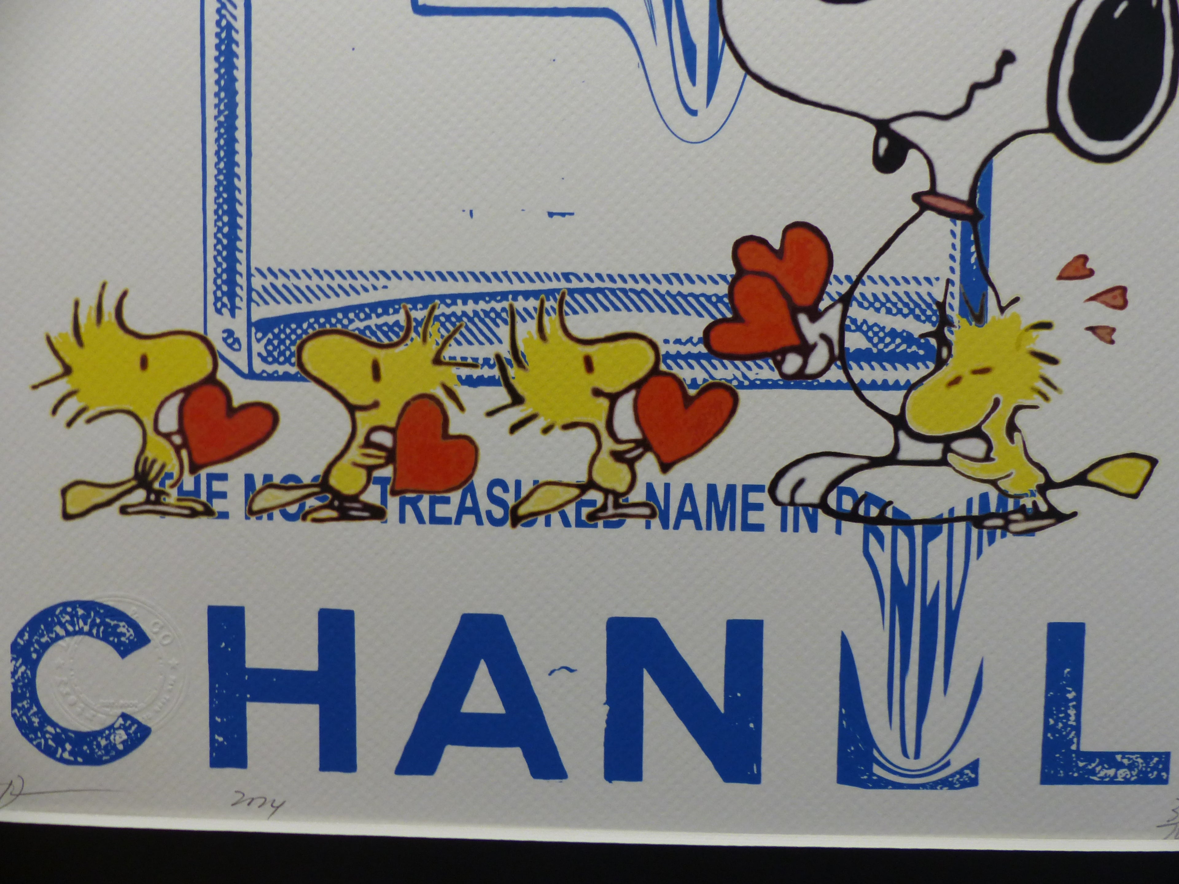 DEATH NYC fertig gerahmte Lithografie ltd Edition of 100 "Snoopy Chanel No5" 3D Siegel COA