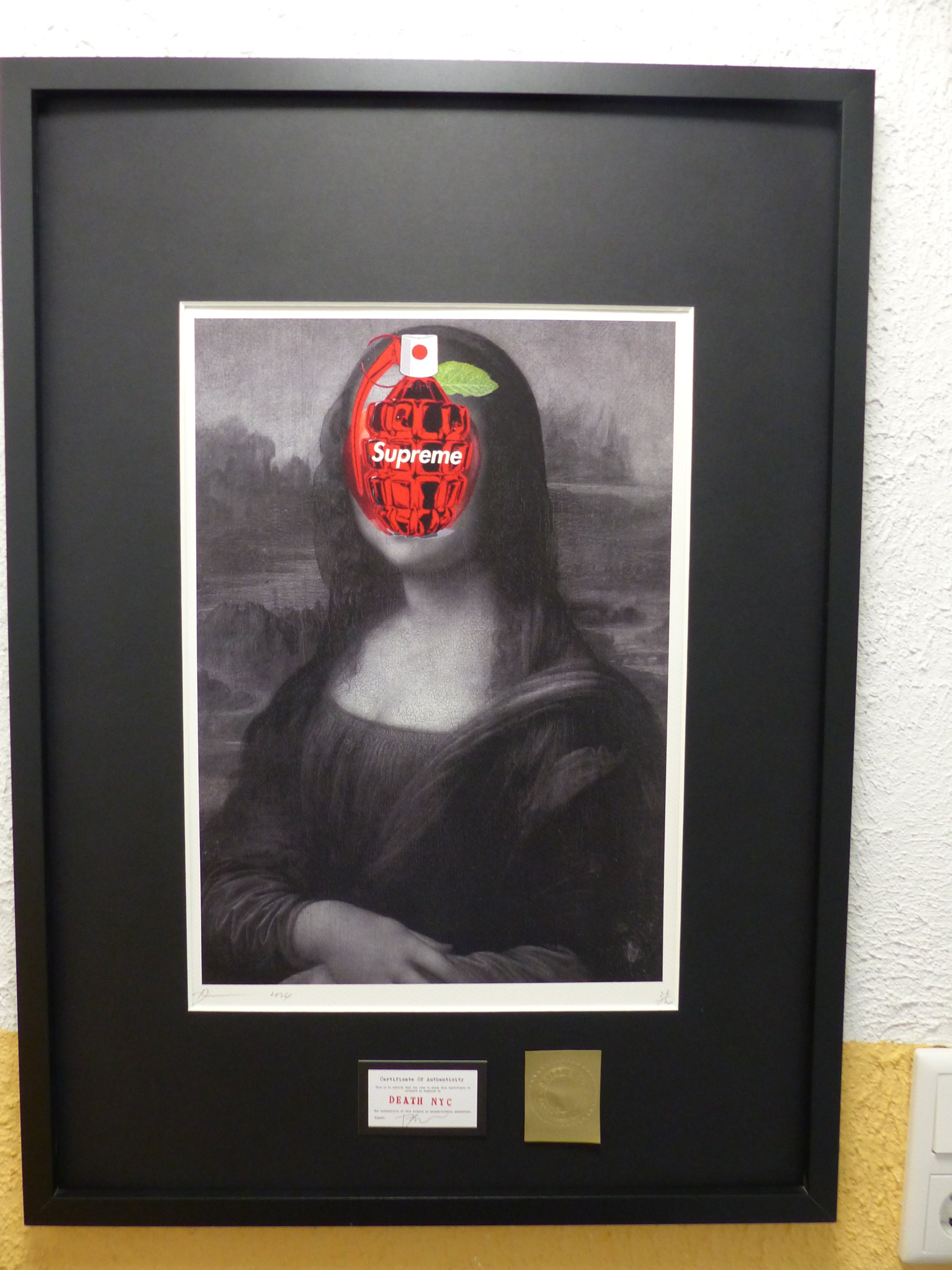 DEATH NYC fertig gerahmte Lithografie ltd  Edition of 100 "Mona Lisa " 3D Siegel u COA