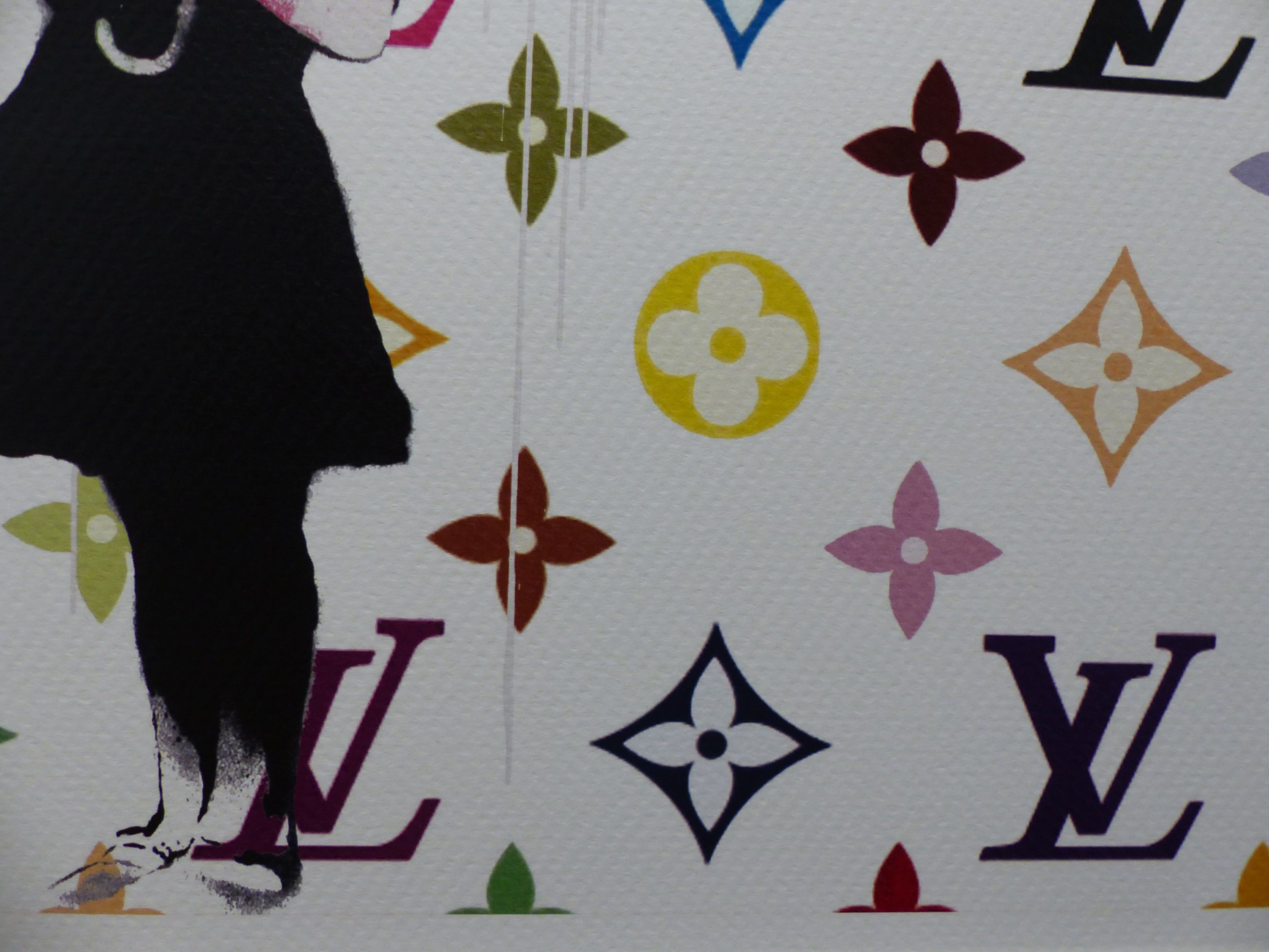 DEATH NYC fertig gerahmte Lithografie ltd.Edit. of  "Banksy Nola in the Rain" 3D Siegel u COA
