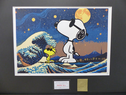 DEATH NYC fertig gerahmte Lithografie ltd.Edit. of 100 "SnoopyWoodstock" 3D Siegel COA