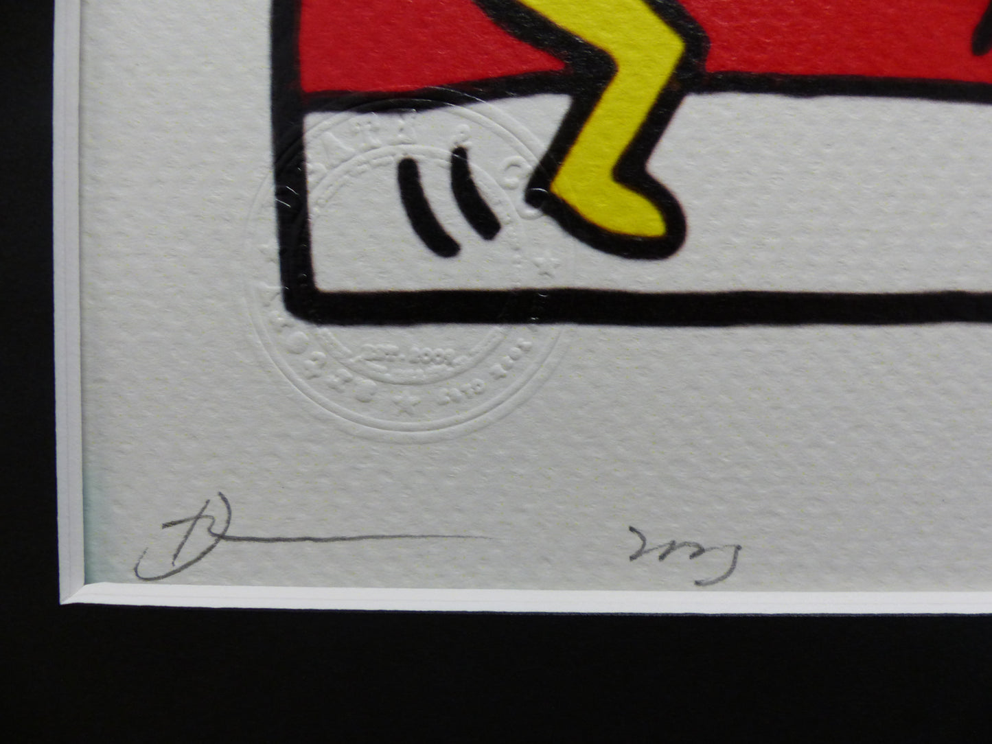 DEATH NYC fertig gerahmte Lithografie ltd. Edit. of 100 "SnoopyKeithHaring" 3D Siegel COA