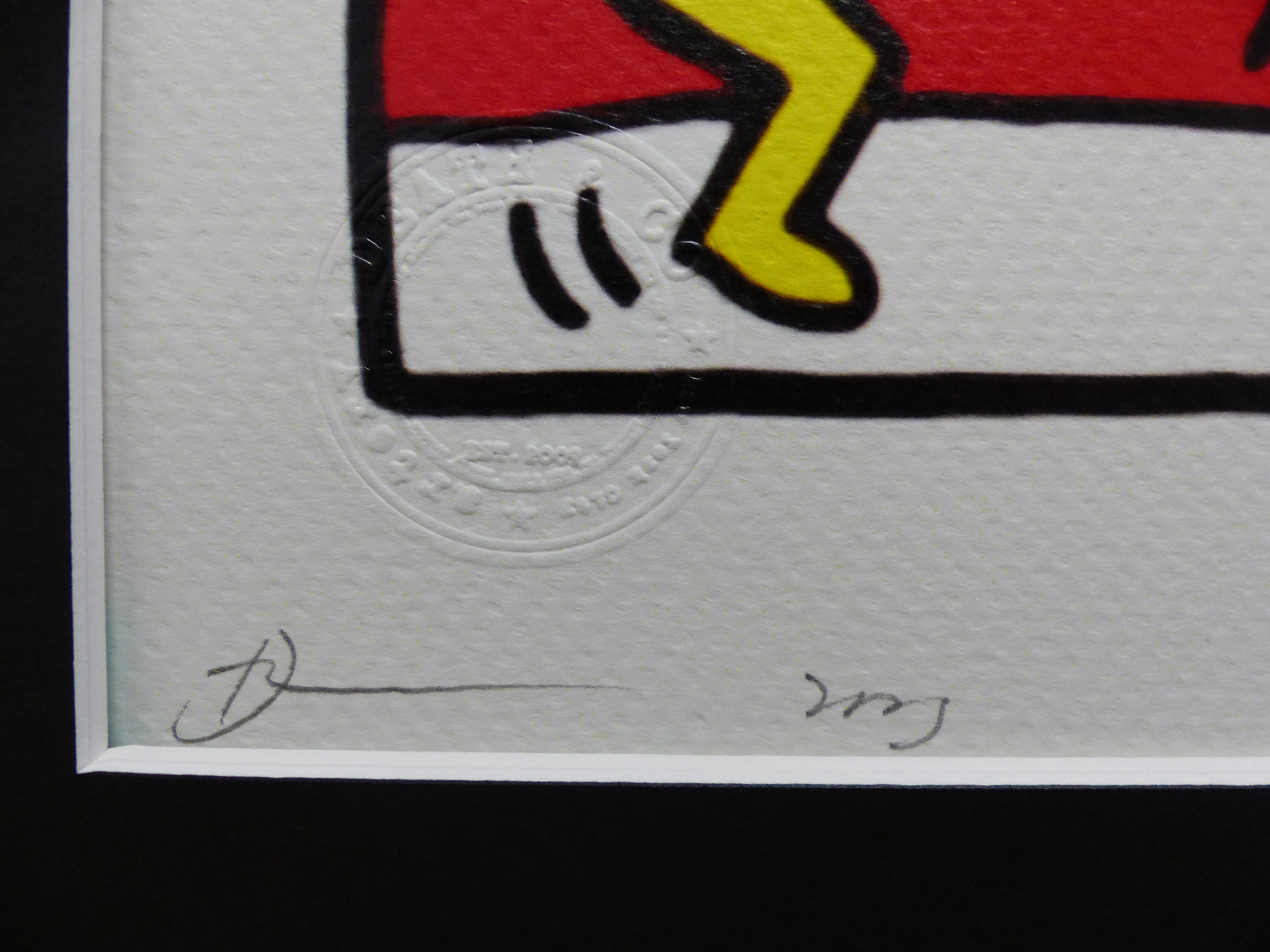 DEATH NYC fertig gerahmte Lithografie ltd. Edit. of 100 "SnoopyKeithHaring" 3D Siegel COA