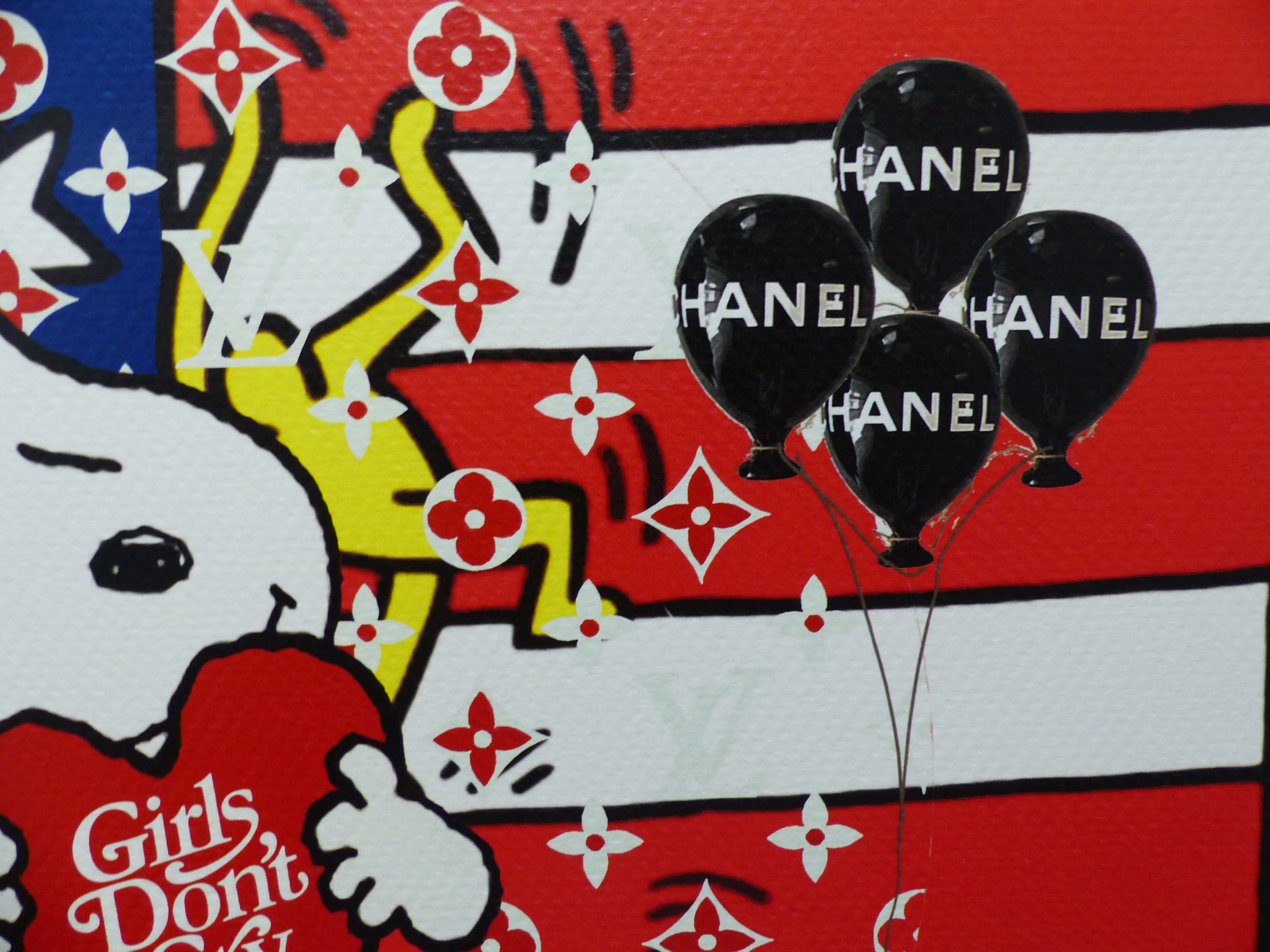 DEATH NYC fertig gerahmte Lithografie ltd. Edit. of 100 "SnoopyKeithHaring" 3D Siegel COA