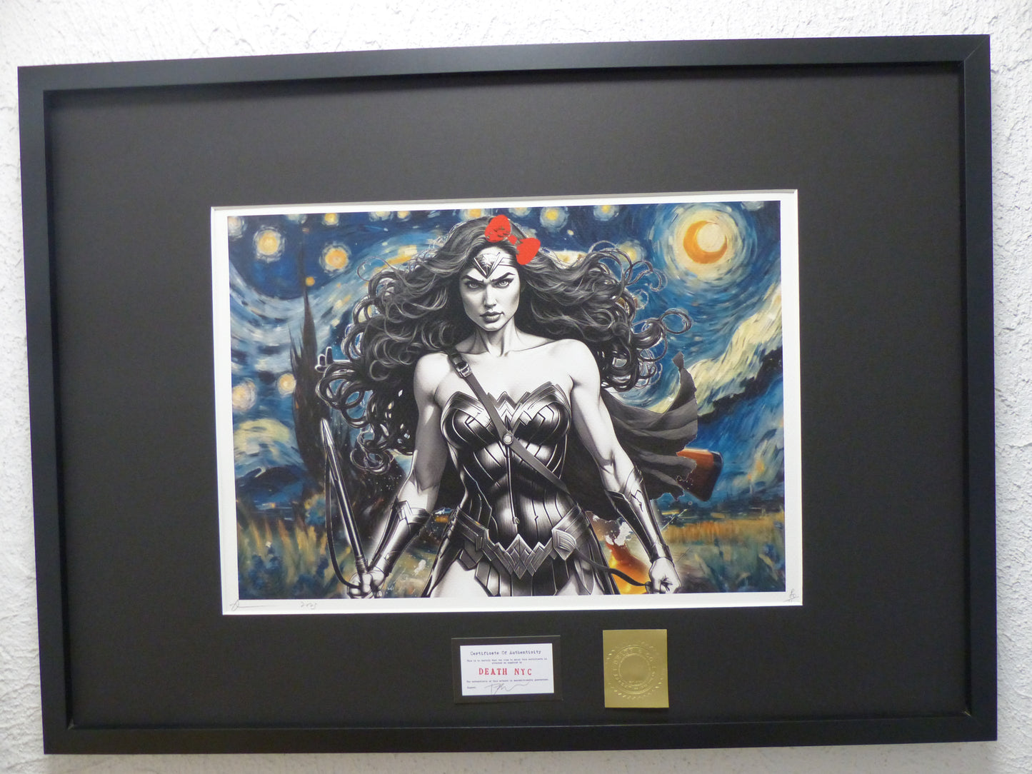 DEATH NYC fertig gerahmte Lithografie ltd. Edit. of 120  "Wonder Woman" 3D Siegel COA
