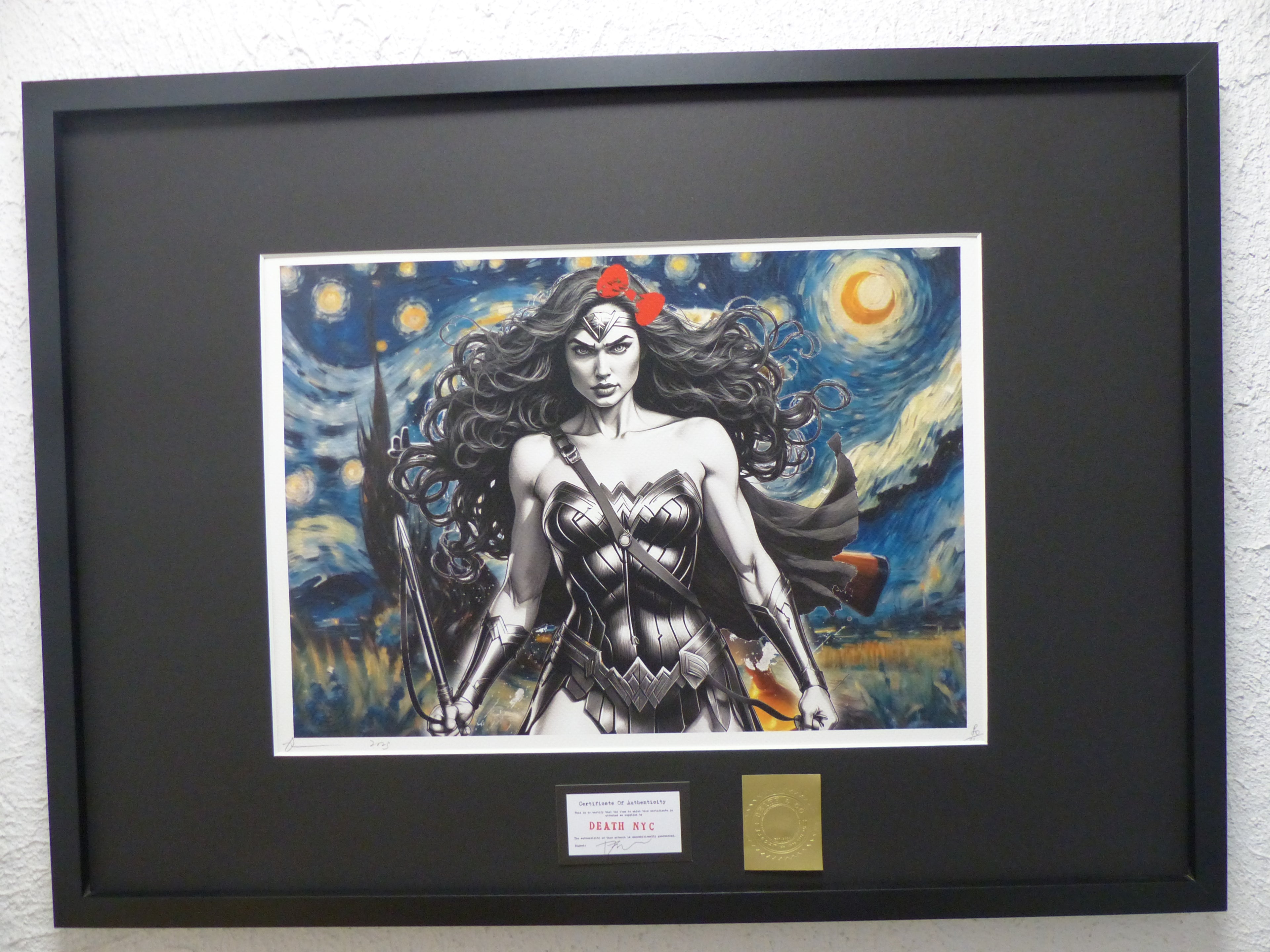 DEATH NYC fertig gerahmte Lithografie ltd. Edit. of 120  "Wonder Woman" 3D Siegel COA