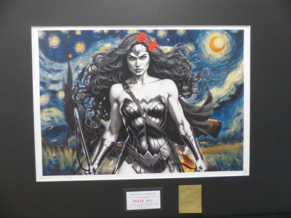 DEATH NYC fertig gerahmte Lithografie ltd. Edit. of 120  "Wonder Woman" 3D Siegel COA