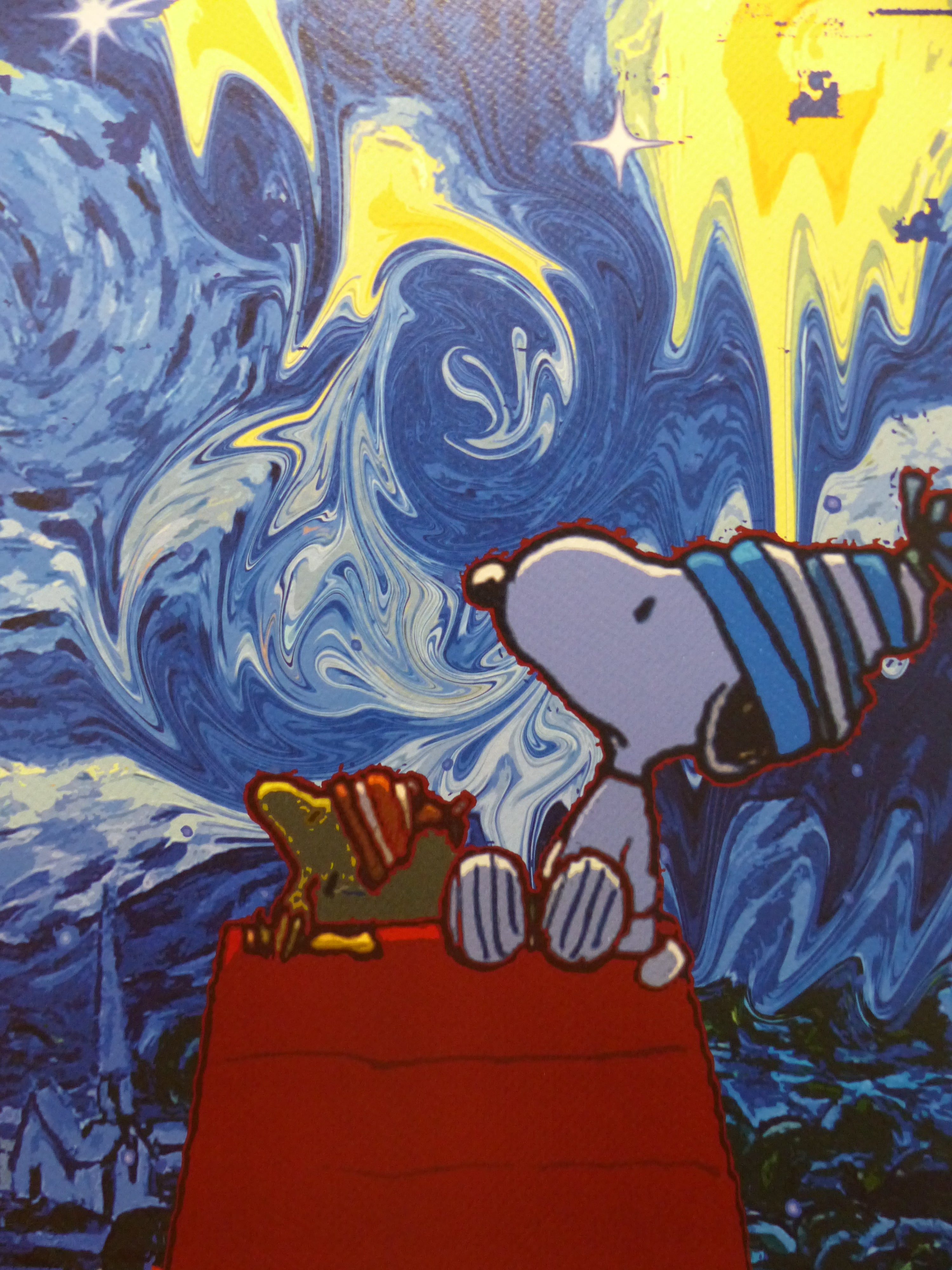 DEATH NYC fertig gerahmte Lithografie ltd.Edit. of 120 "Cold Snoopy with Woodstock" 3D Siegel COA