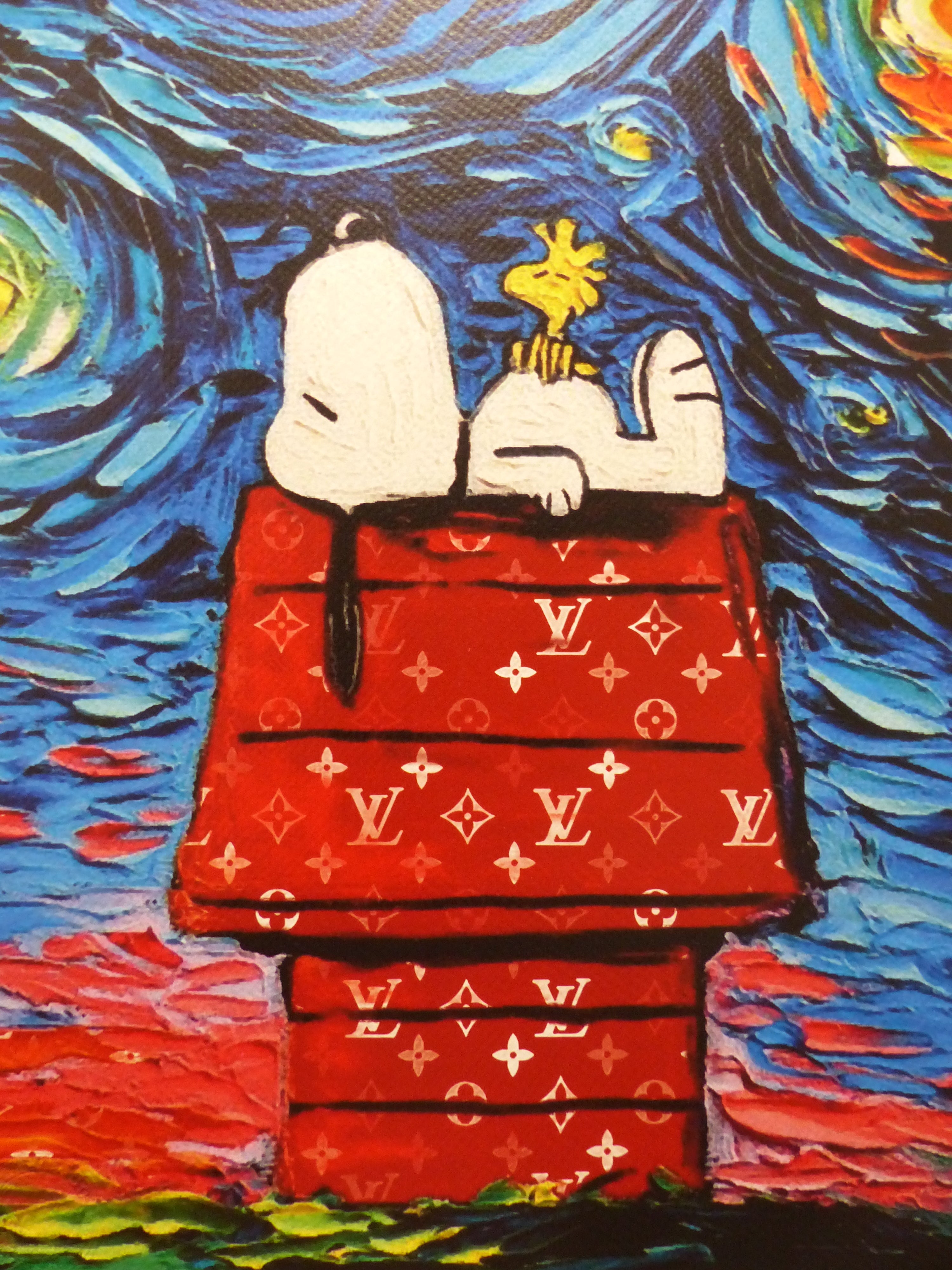 DEATH NYC fertig gerahmte Lithografie ltd. "Snoopy Woodstock chilling" 3D Siegel COA