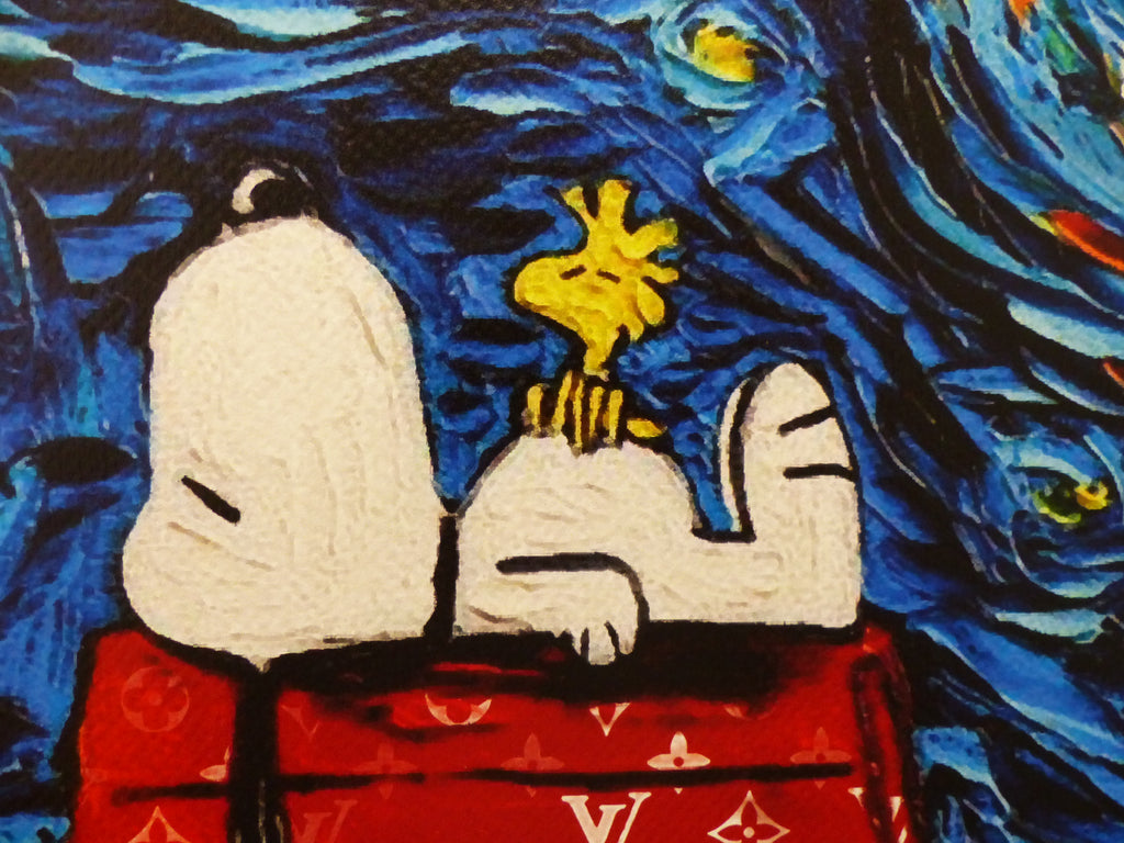 DEATH NYC fertig gerahmte Lithografie ltd. "Snoopy Woodstock chilling" 3D Siegel COA