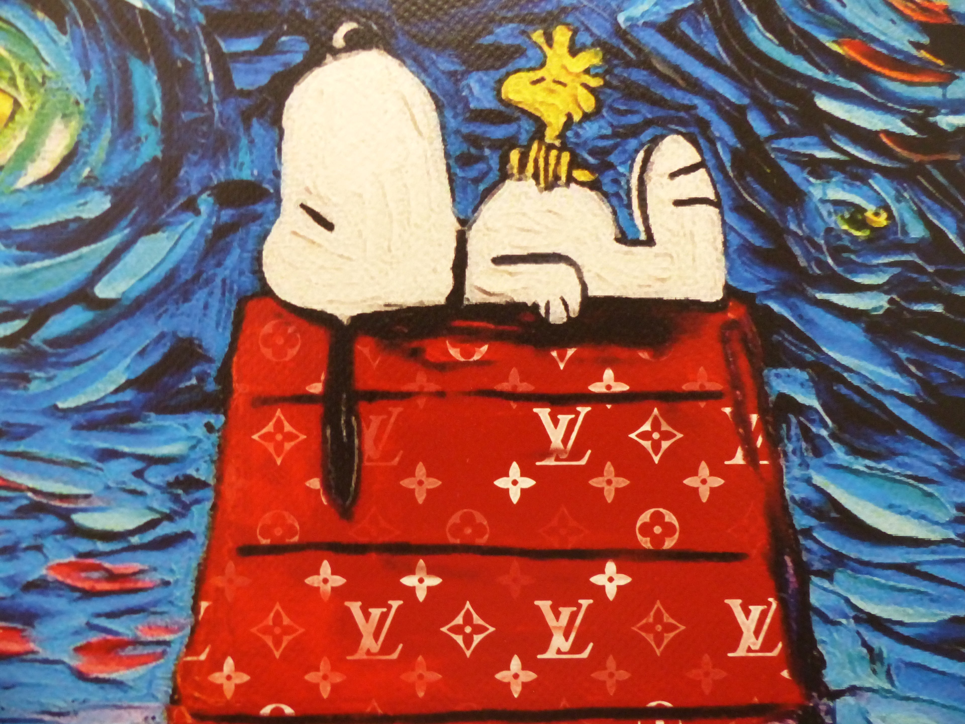 DEATH NYC fertig gerahmte Lithografie ltd. "Snoopy Woodstock chilling" 3D Siegel COA
