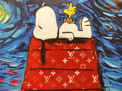 DEATH NYC fertig gerahmte Lithografie ltd. "Snoopy Woodstock chilling" 3D Siegel COA