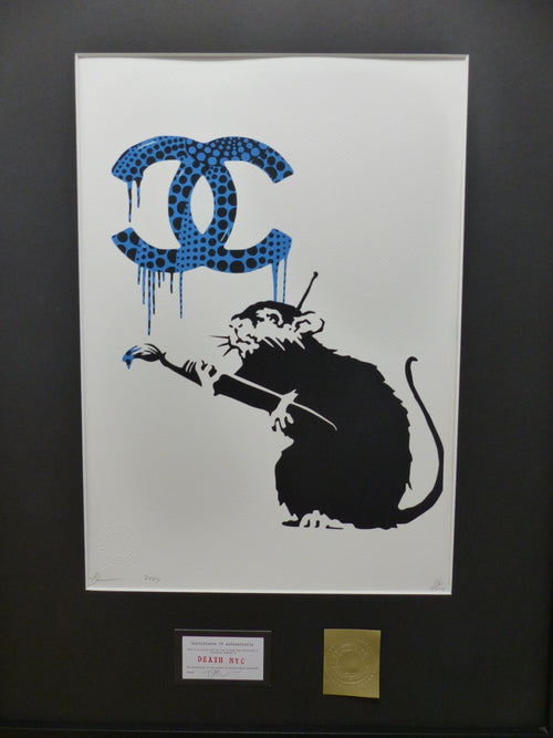 DEATH NYC  Lithografie ltd. Edit. of 120 "Banksy Rat Chanel" 3D Siegel COA