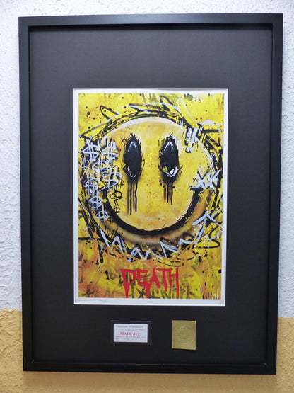 DEATH NYC fertig gerahmte Lithografie ltd Edition of 100 " Death Smiley " 3D Siegel COA