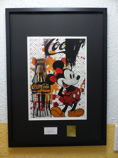 DEATH NYC fertig gerahmt Lithografie ltd. Edit. of 100 "MICKEY MOUSE Coca-Cola" 3D Siegel u COA