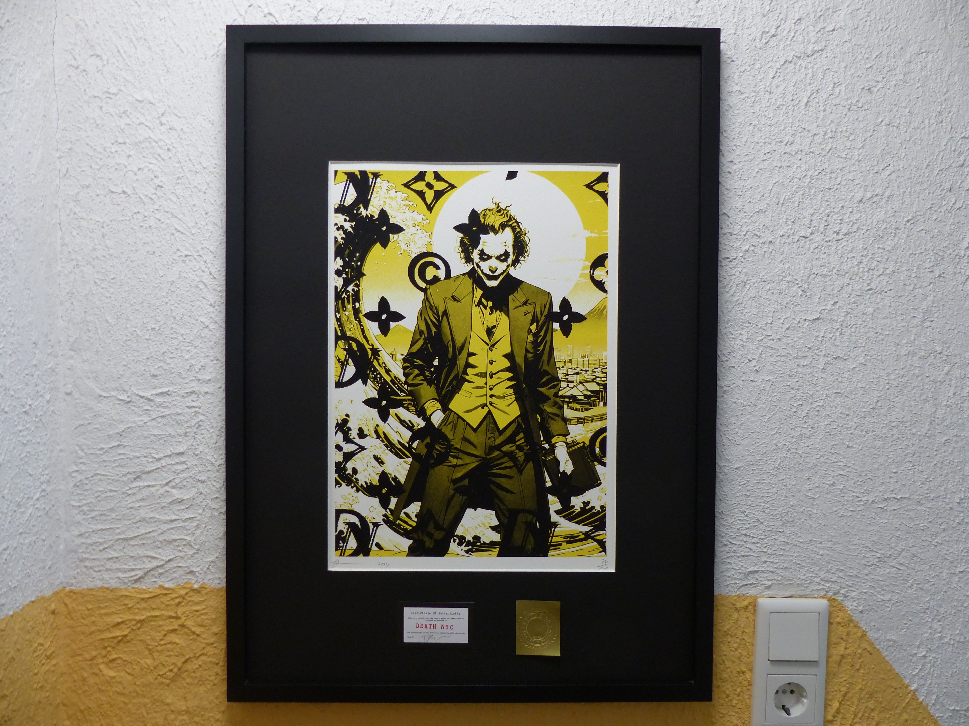 DEATH NYC fertig gerahmte Lithografie ltd. Edition of 100, "JOKER" 3D Siegel and COA